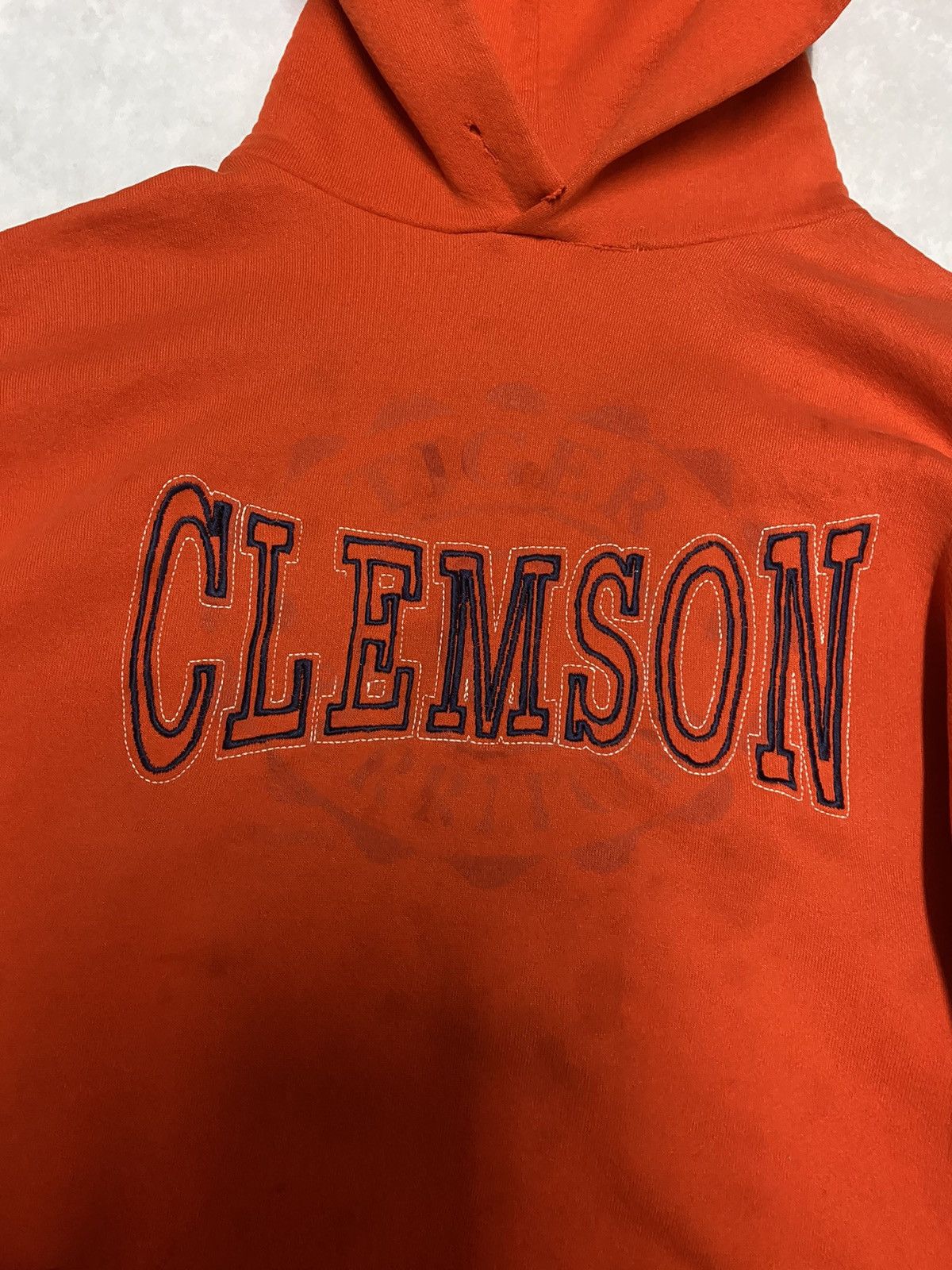 Russell Athletic × Vintage Vintage 90’s Clemson Thrashed Russell Athletic Hoodie XXL Size US XXL / EU 58 / 5 - 4 Thumbnail
