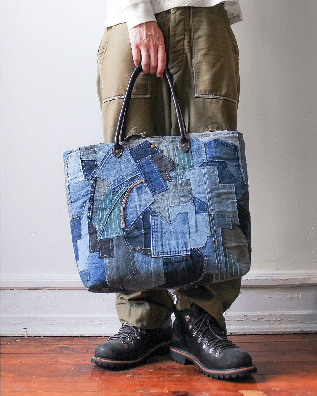 Japanese Brand Hndsght Studio Denim Patchwork Bag Size ONE SIZE - 1 Thumbnail
