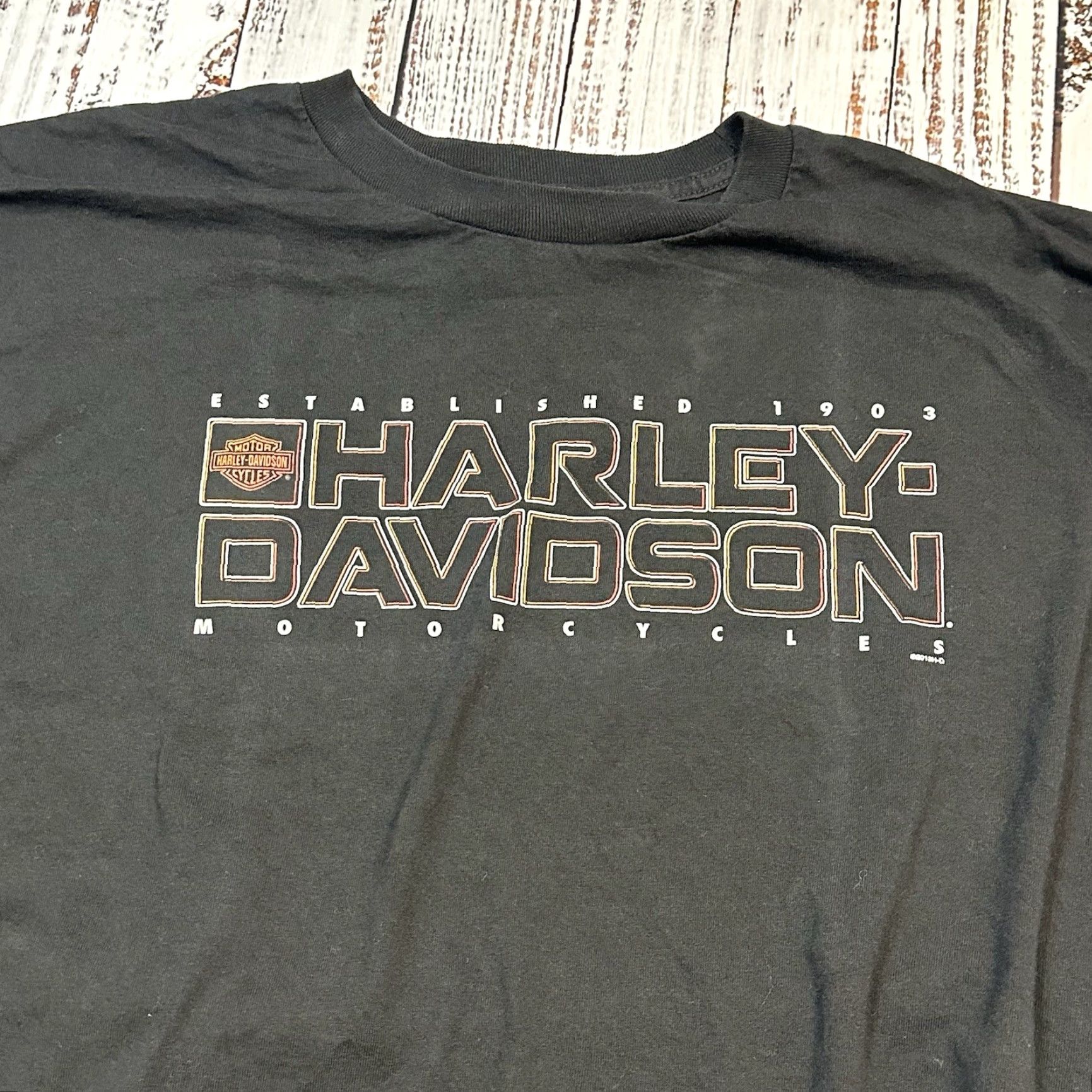 Harley Davidson Harley-Davidson American Legend Tee Shirt Mens 3XL Black Cotton Short Sleeve Crew Neck Mile High Aurora CO 2013 Biker Motorcycle Graphic Print Size US XXL / EU 58 / 5 - 3 Thumbnail
