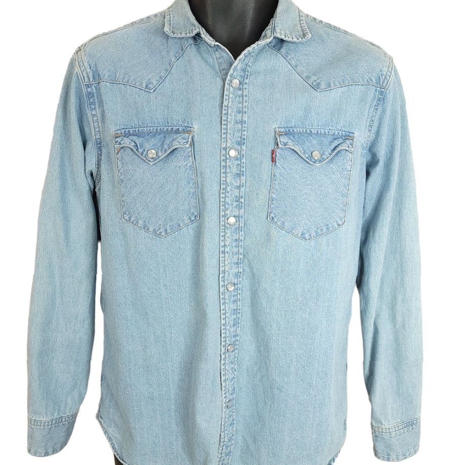 Levi's Levis Western Denim Shirt Mens Size Small Pearl Snap Buttons Standard Fit Size US S / EU 44-46 / 1 - 2 Thumbnail