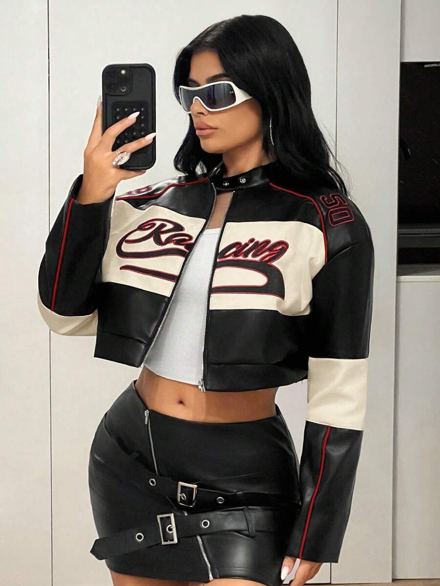 Other Women’s Cropped Racing Style Leather Jacket Size M / US 6-8 / IT 42-44 - 1 Thumbnail