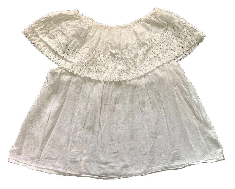 Designer Used White Hand Made Blouse M Size M / US 6-8 / IT 42-44 - 2 Thumbnail