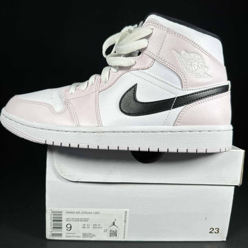 image of Wmns Air Jordan 1 Mid 'barely Rose' Womens Sneakers - Size 9 in Pink