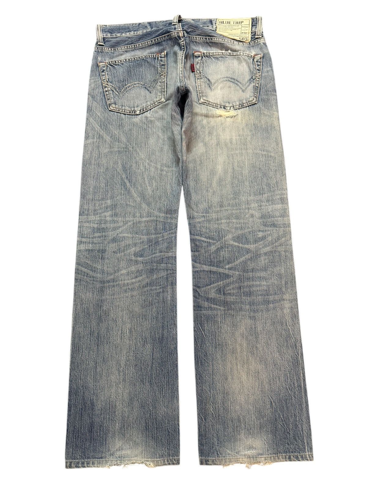 Edwin Vintage 90s Edwin 503 Blue Faded Wash Distress Straight Leg Size US 33 - 2 Thumbnail