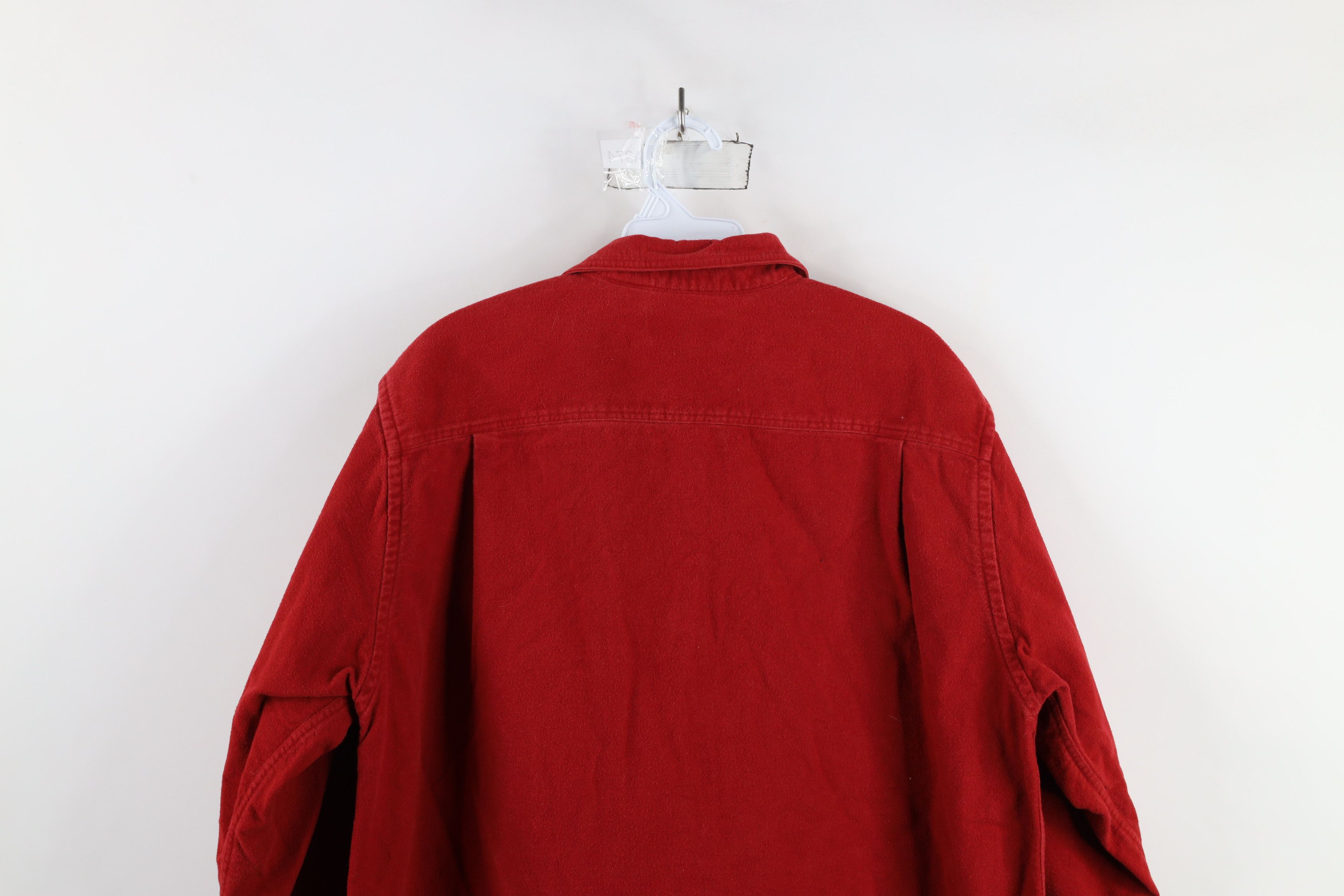 Lands' End × Vintage Vintage 90s Lands End Chamois Cloth Button Shirt Red USA Size XXL / US 16-18 / IT 52-54 - 12 Thumbnail