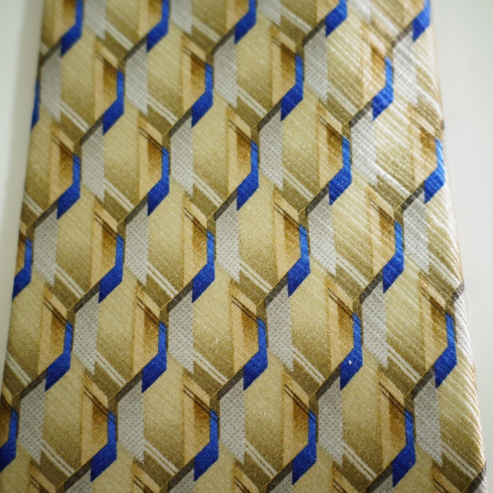John Ashford John Ashford Yellow Blue Geometric Abstract Jacquard Print S Size ONE SIZE - 2 Thumbnail