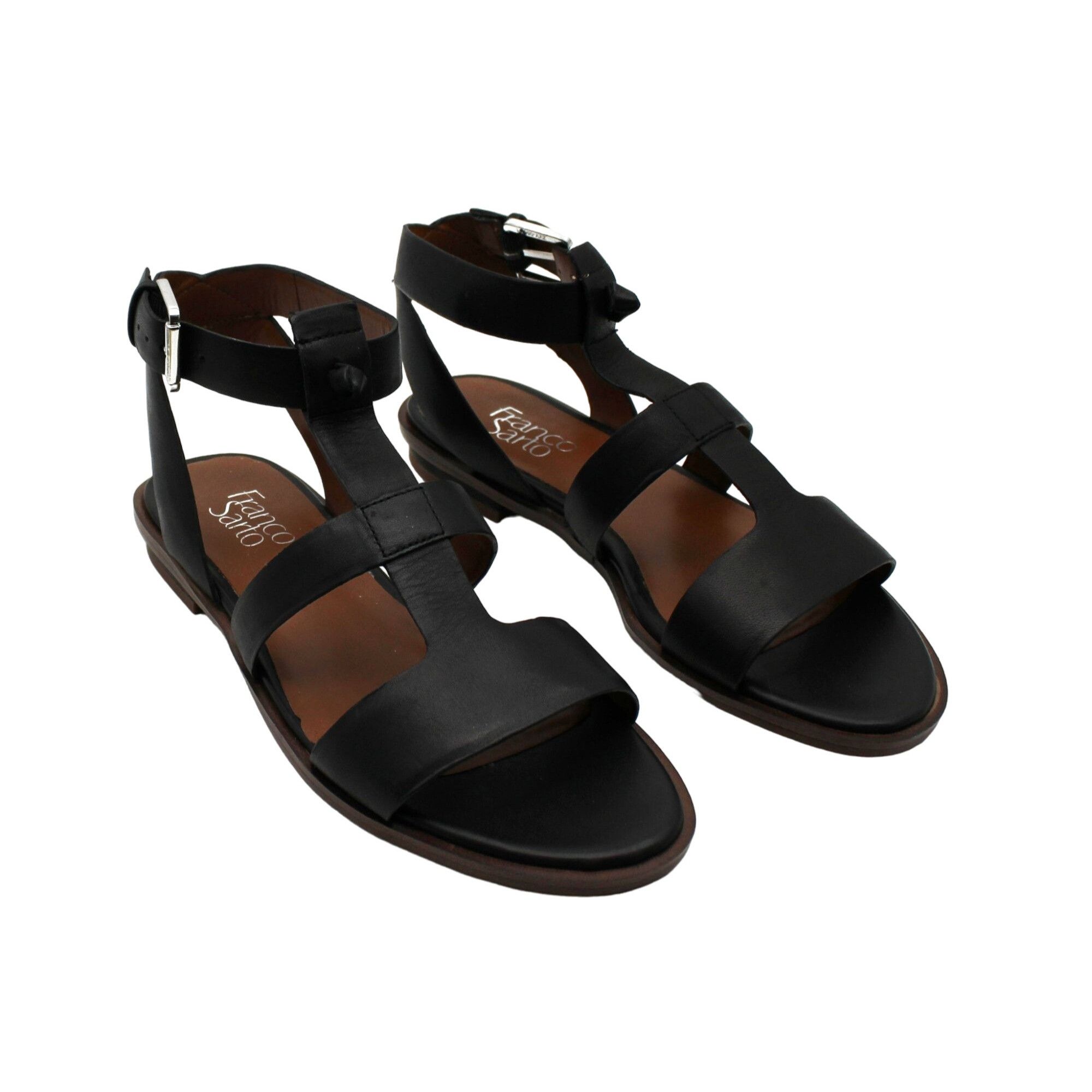 Sandales Femme Franco Sarto - Noir Verni - Taille 10 US - Talon Moyen Plateforme - Neuf Sans Boîte