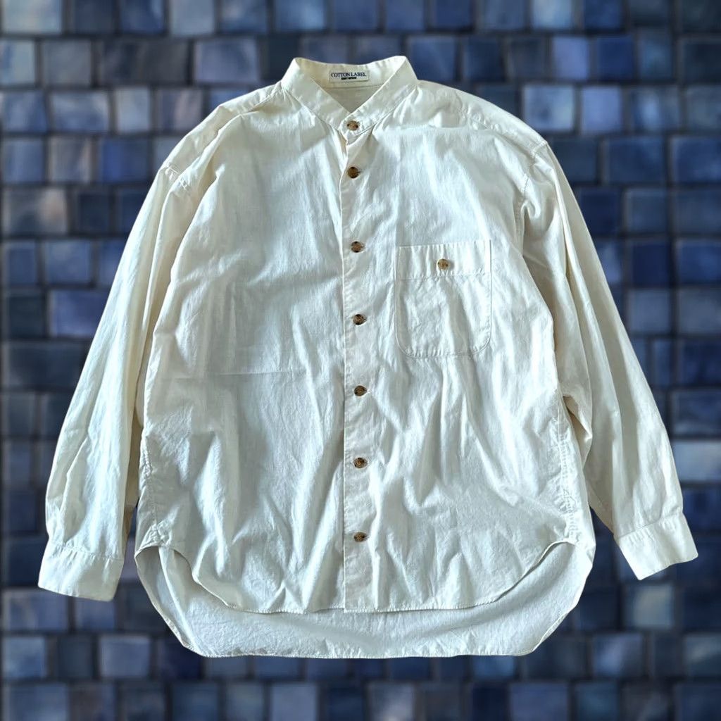 Issey Miyake ISSEY MIYAKE 90S BAND COLLAR SHIRT SIZE L NATURAL COTTON MEN USED Size US L / EU 52-54 / 3 - 1 Thumbnail