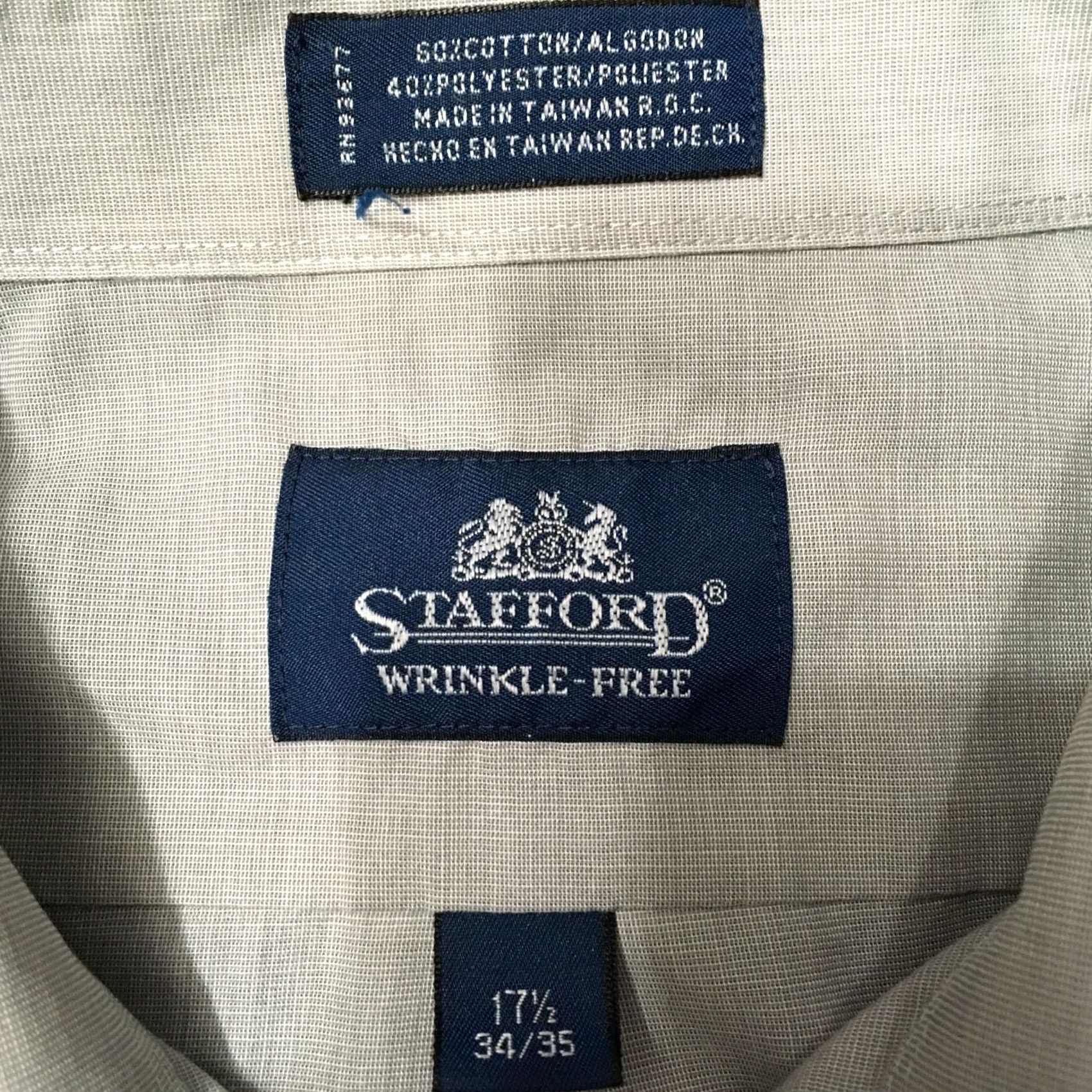 Stafford Stafford WRINKLE FREE Button-Down Shirt Mens 17.5 34/35 GRAY Regular Fit Business Workwear Casual Size US XXL / EU 58 / 5 - 3 Thumbnail