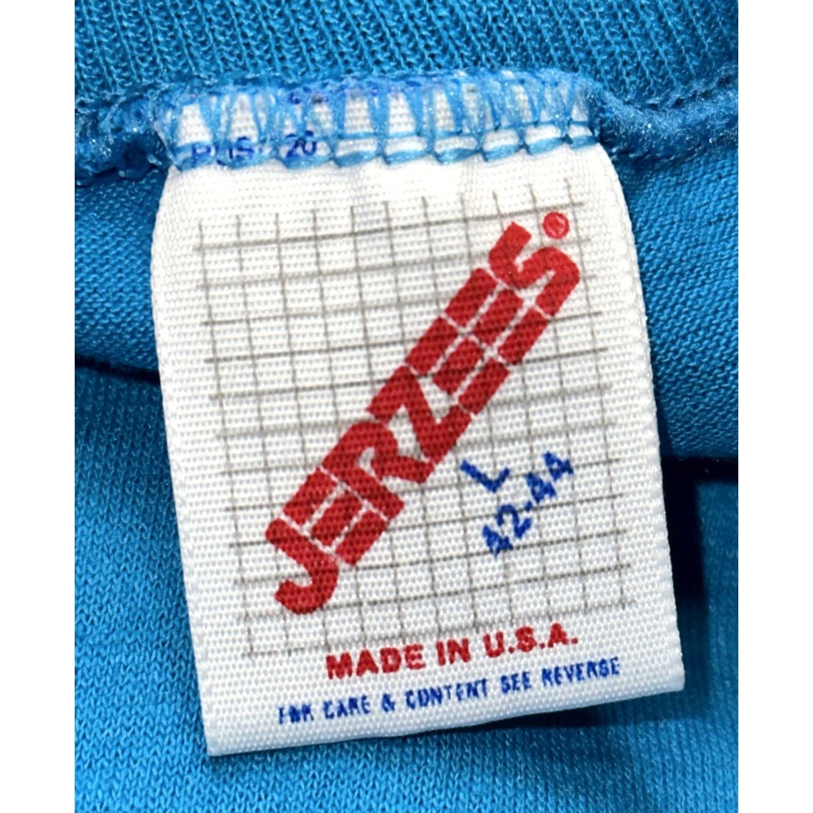 Jerzees VINTAGE Jerzees T-Shirt Mens Blue Single Stitch USA Made Giraffe Print Size L Size US L / EU 52-54 / 3 - 6 Thumbnail