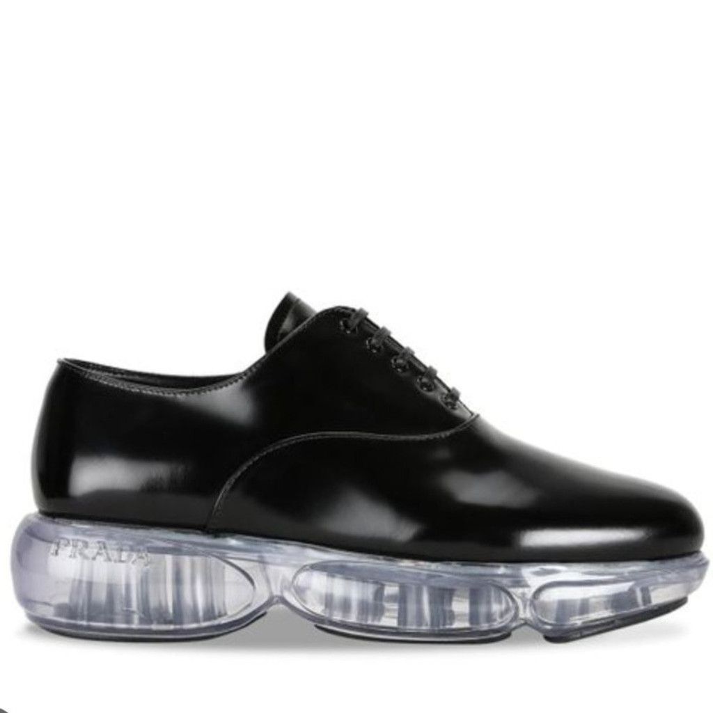 Prada Prada Black Lace Up Derby Shoes with Clear Air Sole Size 36 Size US 5 / IT 35 - 1 Thumbnail