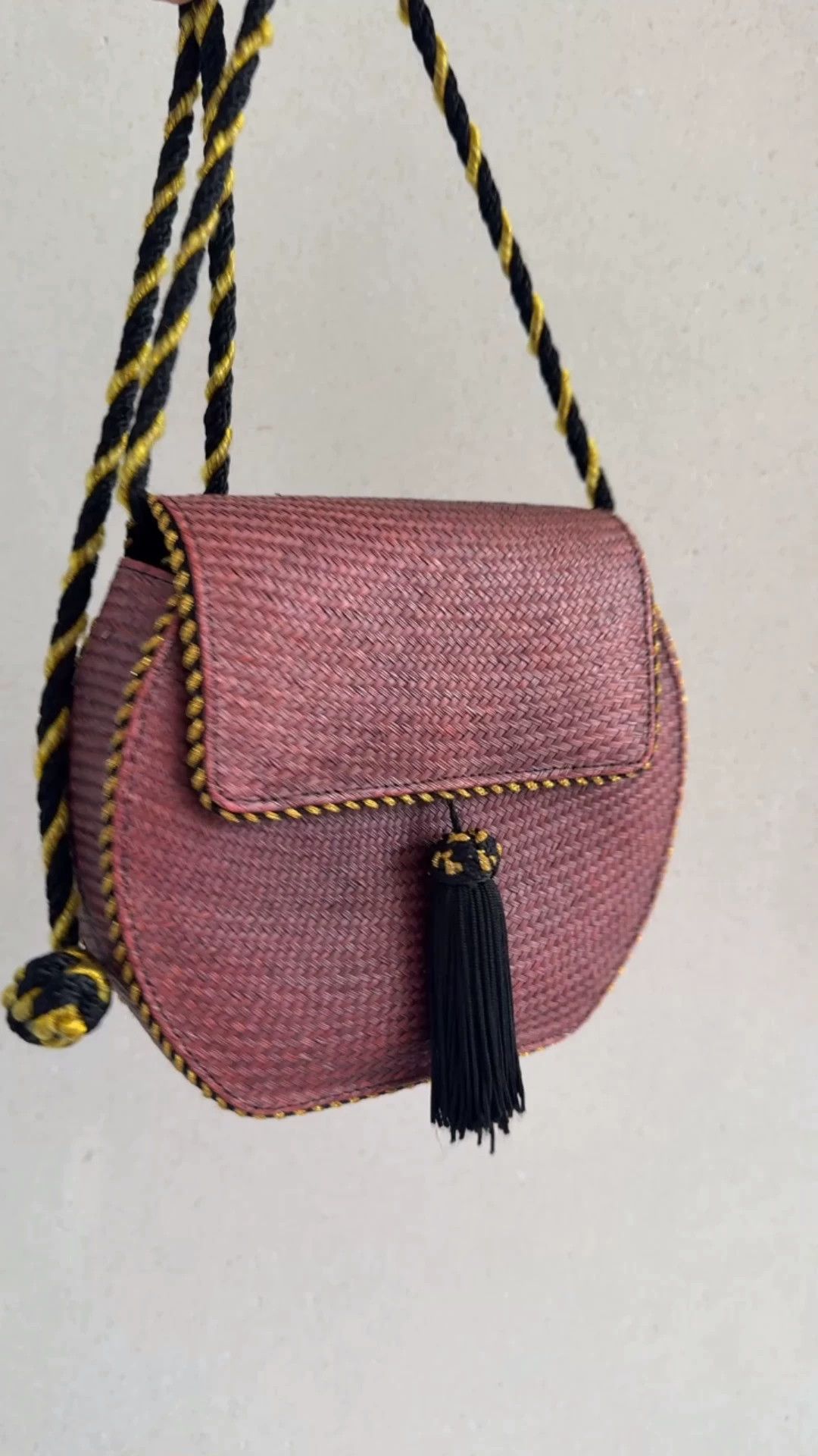 Other Vintage Purple Woven Rattan Tassel Knot Bag YSL-Style Size ONE SIZE - 1 Thumbnail