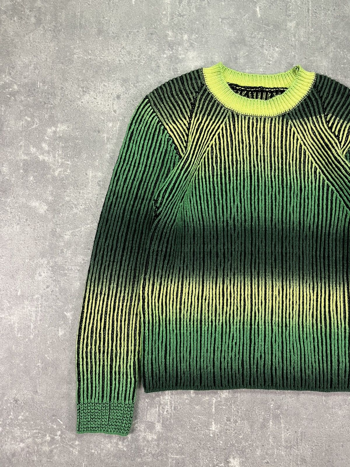 Japanese Brand Rare Neon Faded Ribbed Cable Knit Size US M / EU 48-50 / 2 - 3 Thumbnail