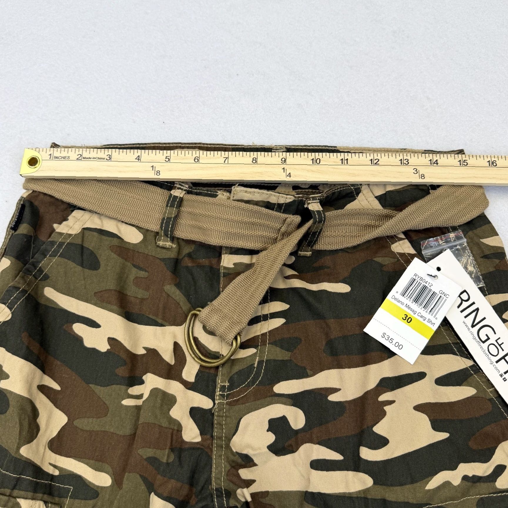 Ring Of Fire VINTAGE Ring Of Fire Cargo Shorts Mens 30 Green Camo Belted Pockets Inseam 12 Size US 30 / EU 46 - 6 Thumbnail