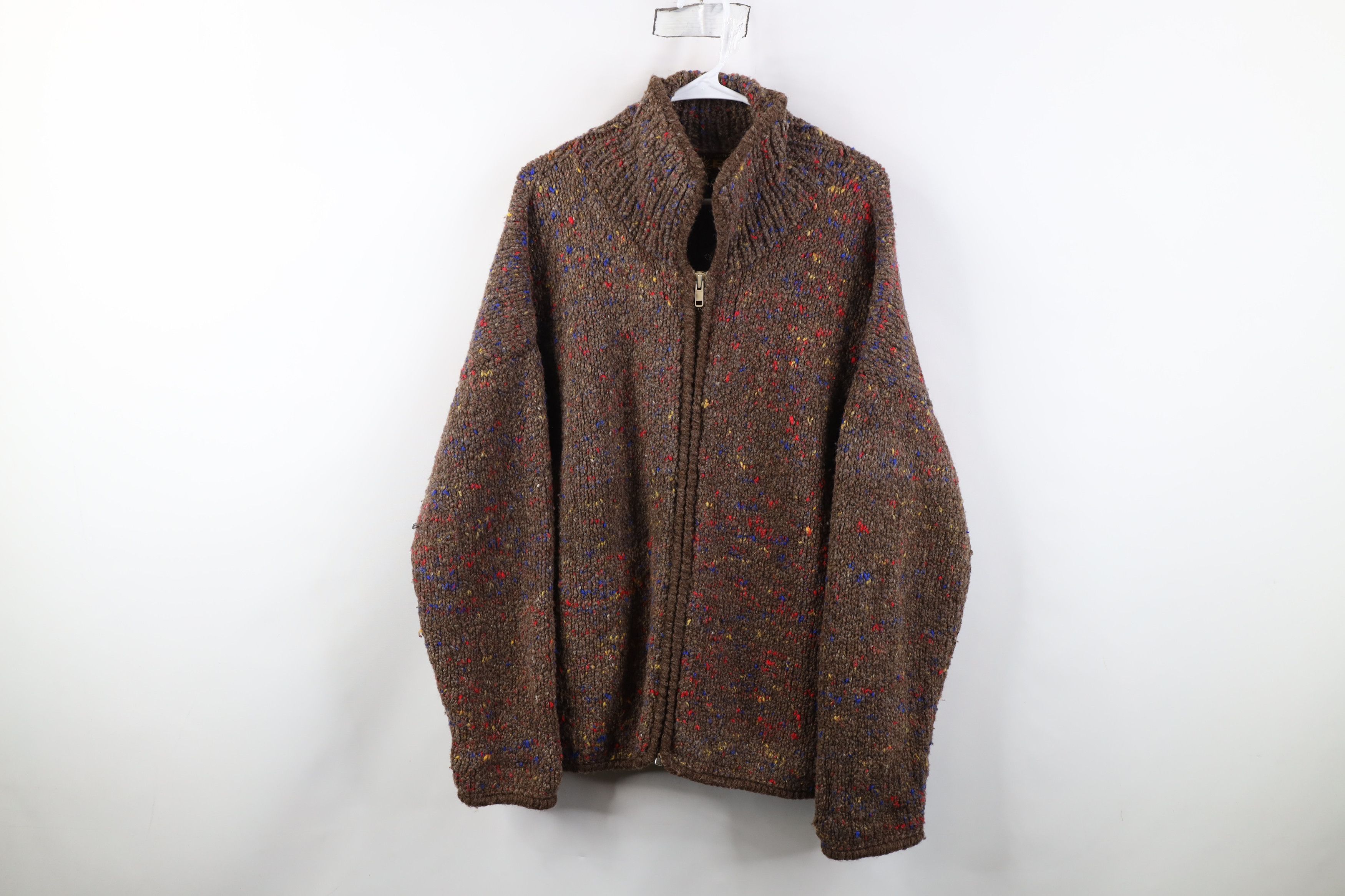 Vintage Vintage 90s Streetwear Fleck Hand Made Wool Sweater Jacket Size US L / EU 52-54 / 3 - 1 Thumbnail