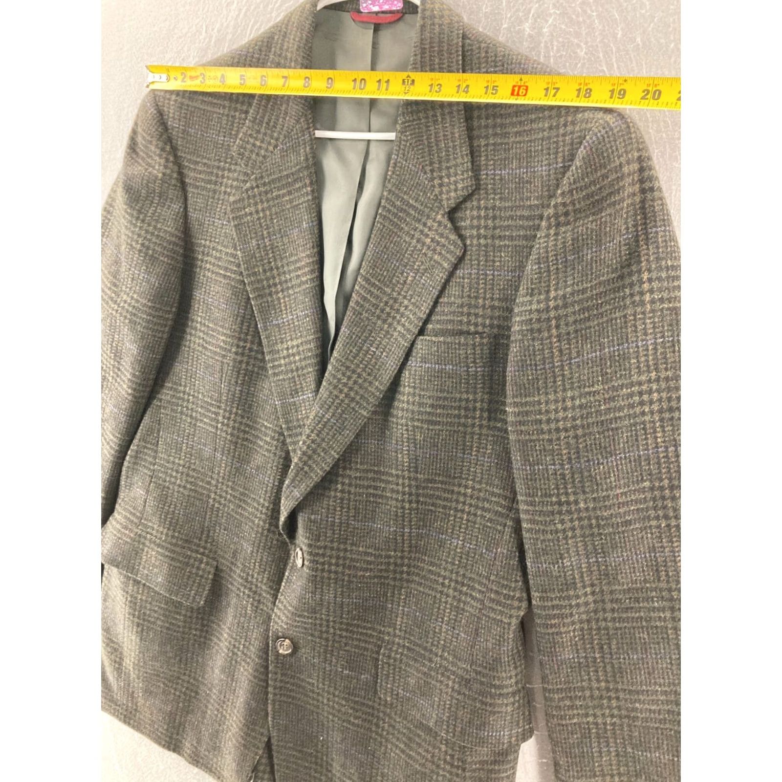 Hart Schaffner Marx Hart Schaffner Marx Blazer Mens Wool Plaid Single-Breasted Two-Button Notch Lapel Long Jacket 42 Multicolor Wool Blazer Men Size 42R - 5 Thumbnail