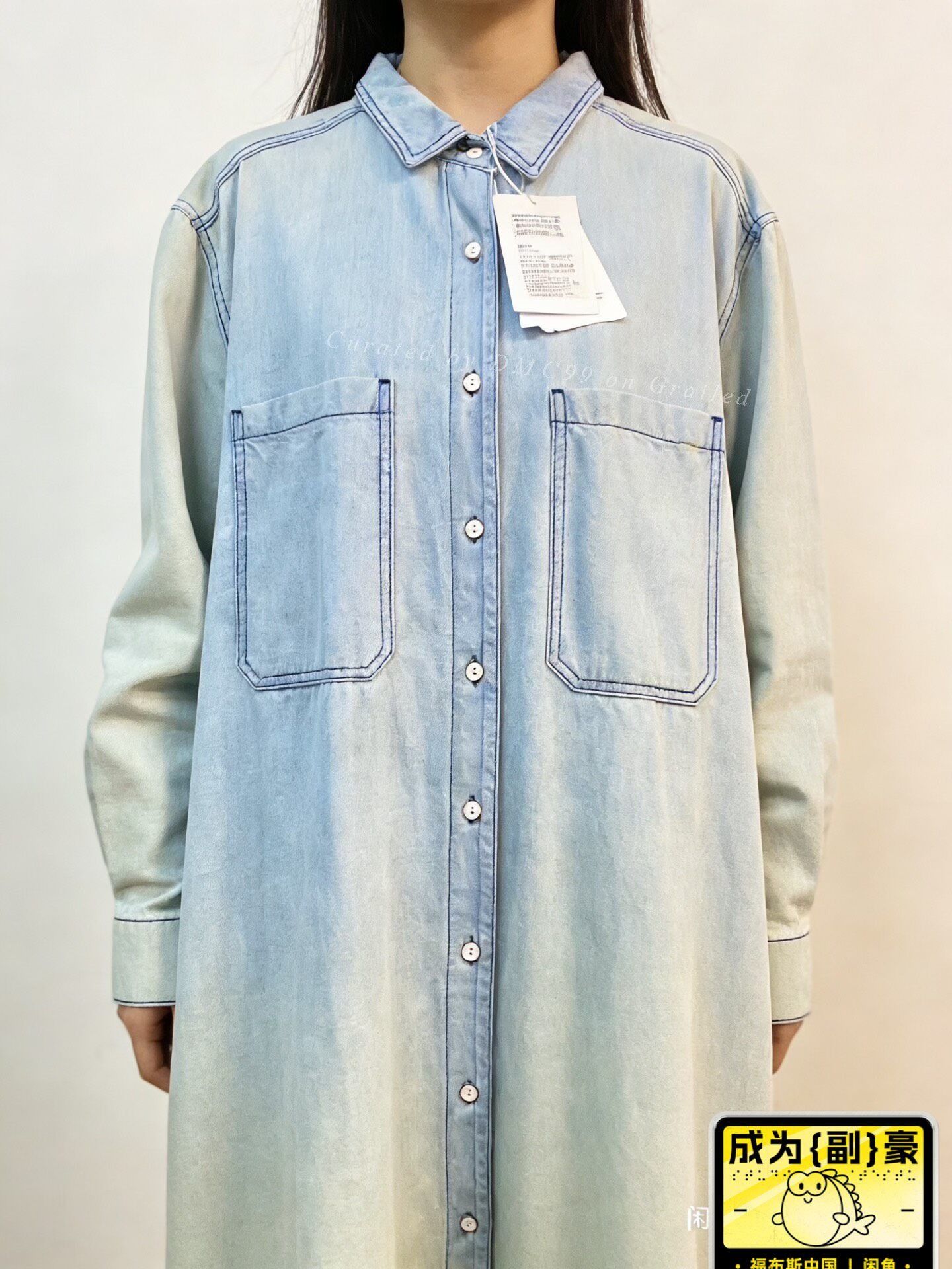 Auralee Light Blue Washed Denim Shirt Dress Size XL / US 12-14 / IT 48-50 - 1 Thumbnail