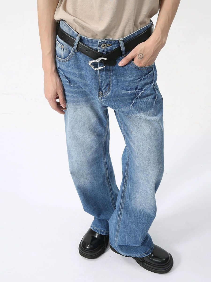 Jean American high street lightning cracked flared washed jeans Size US 32 / EU 48 - 4 Thumbnail