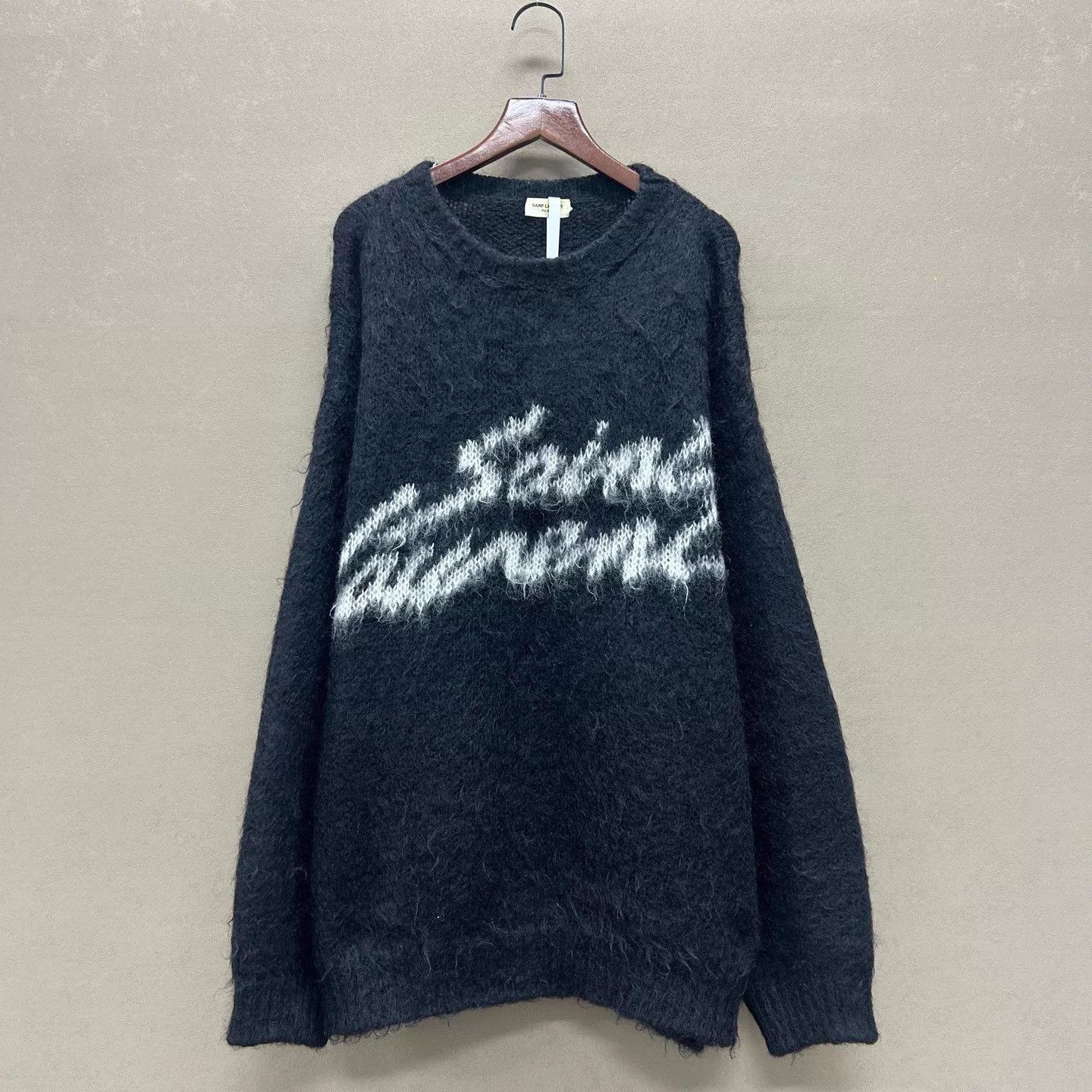Saint Laurent Paris SLP Black Logo Jacquard Crewneck Sweater L Size US L / EU 52-54 / 3 - 1 Thumbnail