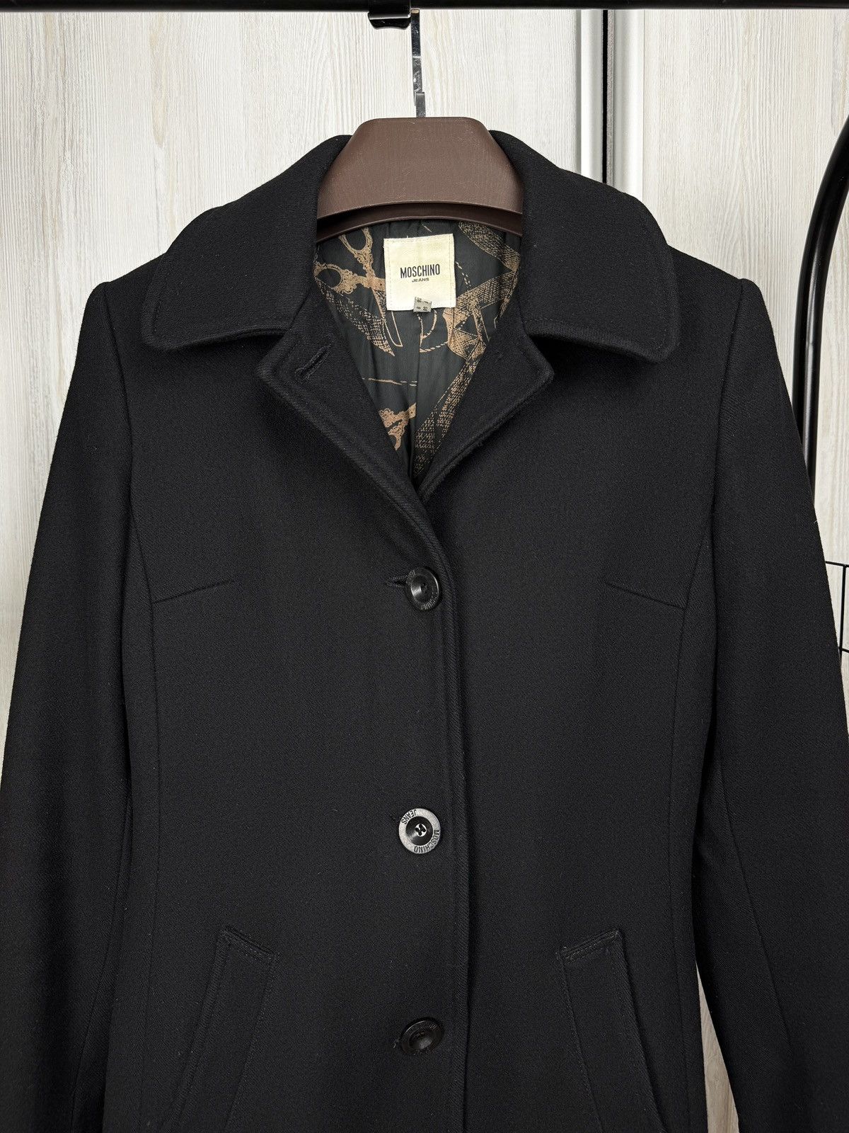 Moschino Moschino Jeans women’s black wool single breasted coat Size M / US 6-8 / IT 42-44 - 3 Thumbnail