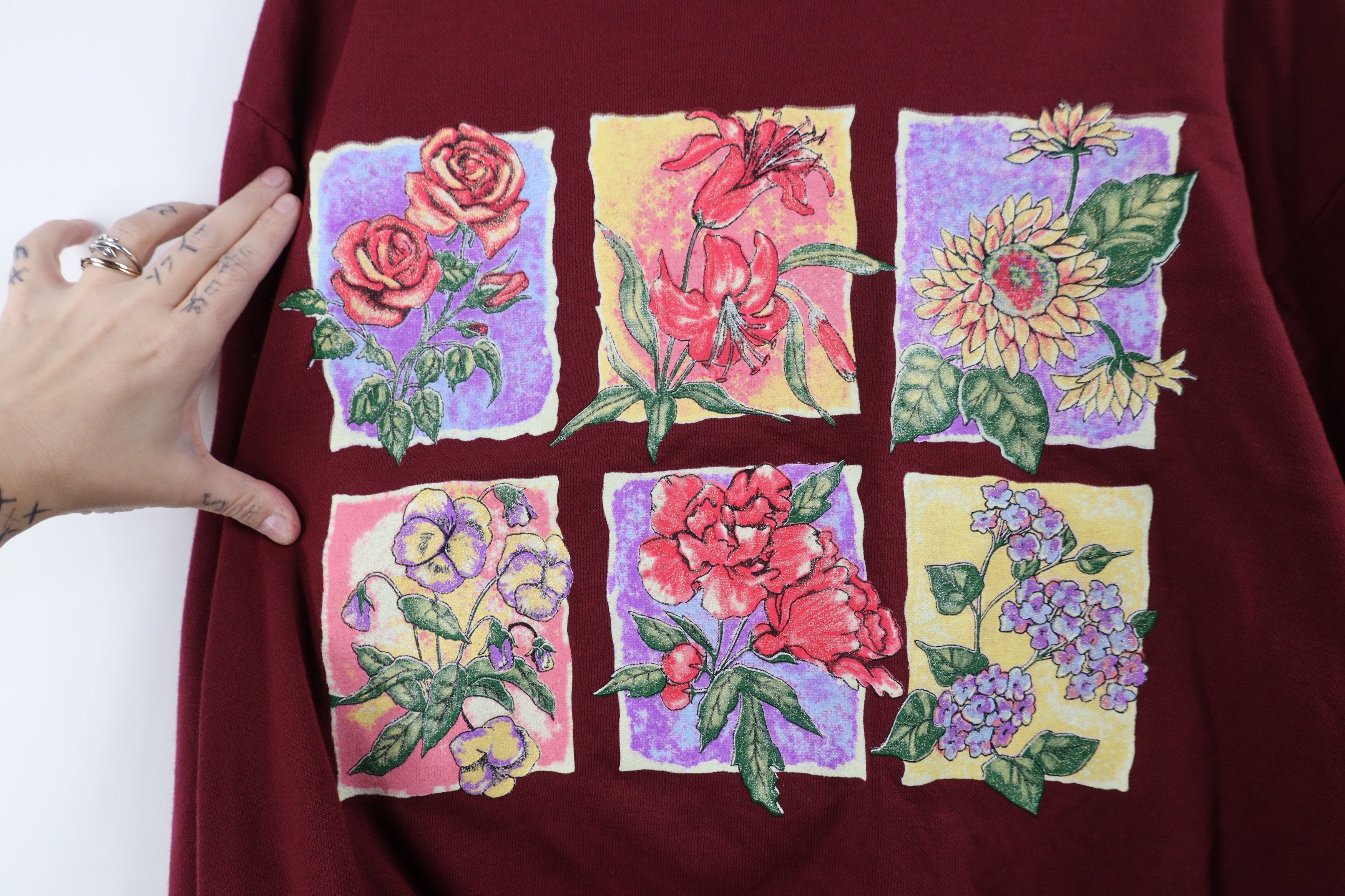Vintage Vintage 90s Streetwear Floral Flower Layered Sweatshirt USA Size XL / US 12-14 / IT 48-50 - 4 Thumbnail