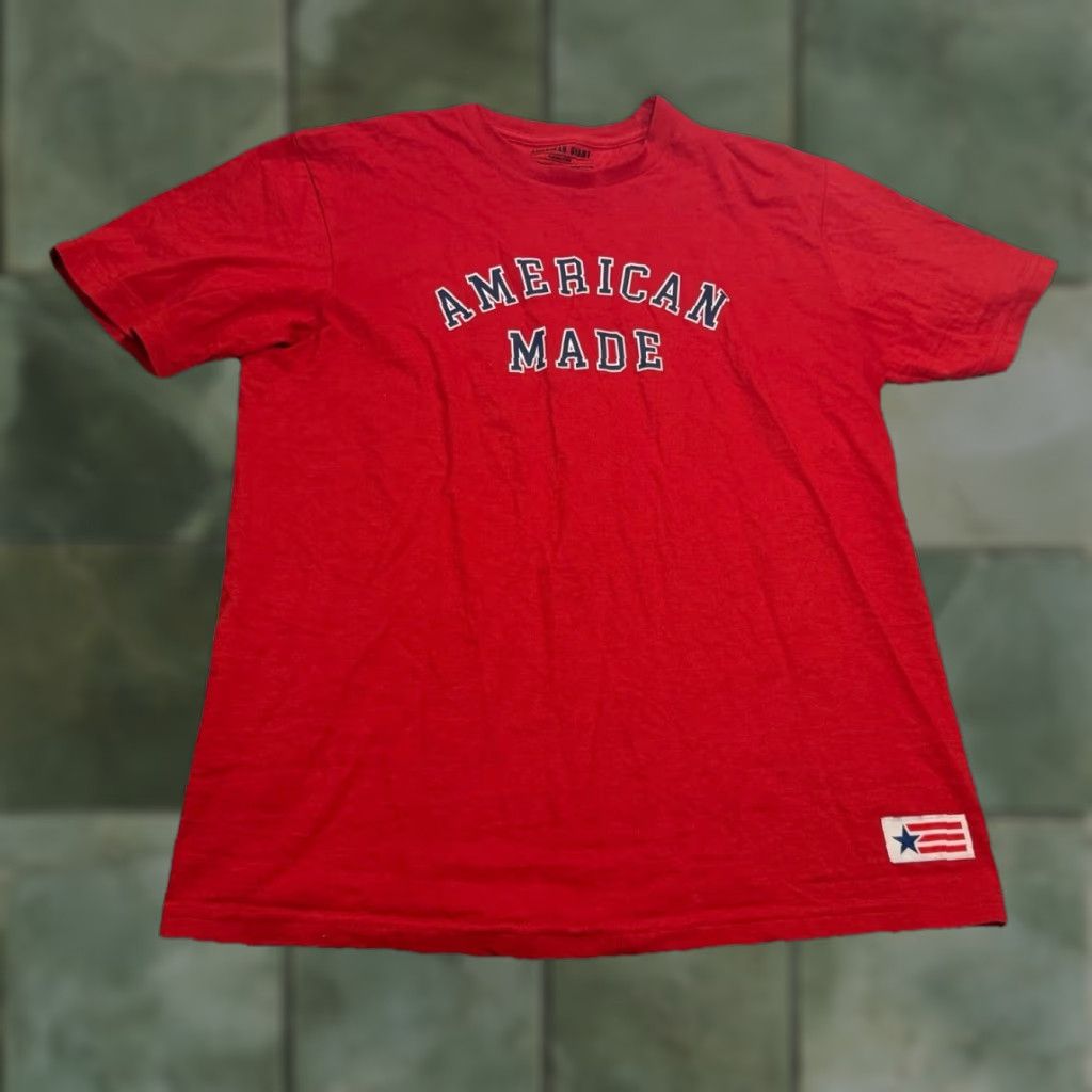 Vintage American Giant T-Shirt Mens L Red USA Flag Graphic Print Crew Neck Short Sleeve Logo Made In USA Size US L / EU 52-54 / 3 - 1 Thumbnail