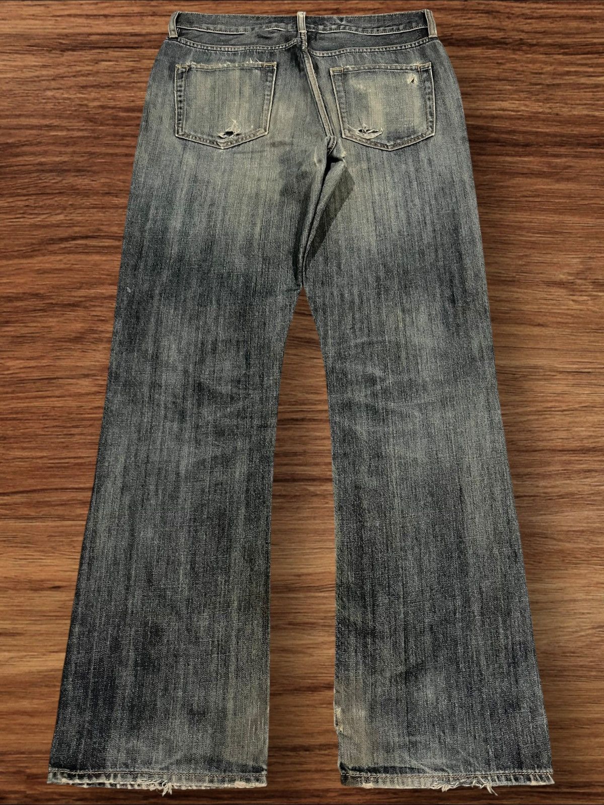 If Six Was Nine × Japanese Brand × Le Grande Bleu (L.G.B.) ⚡️Flare⚡️Vintage Gap Slim Boot Fit Faded Mud Washed Jeans Size US 33 - 2 Thumbnail