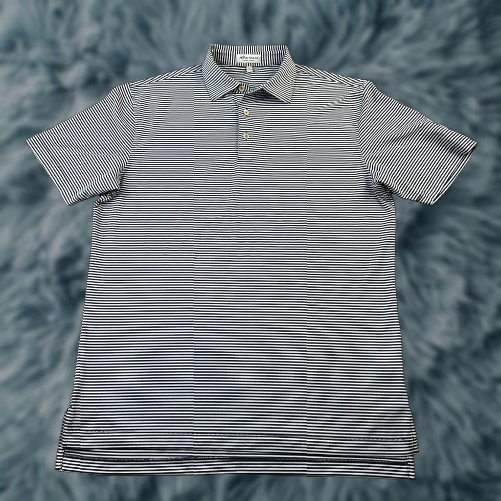 Peter Millar Peter Millar Polo Shirt Mens L White Blue Stripe Casual Summer Comfort Golf Size US L / EU 52-54 / 3 - 1 Thumbnail