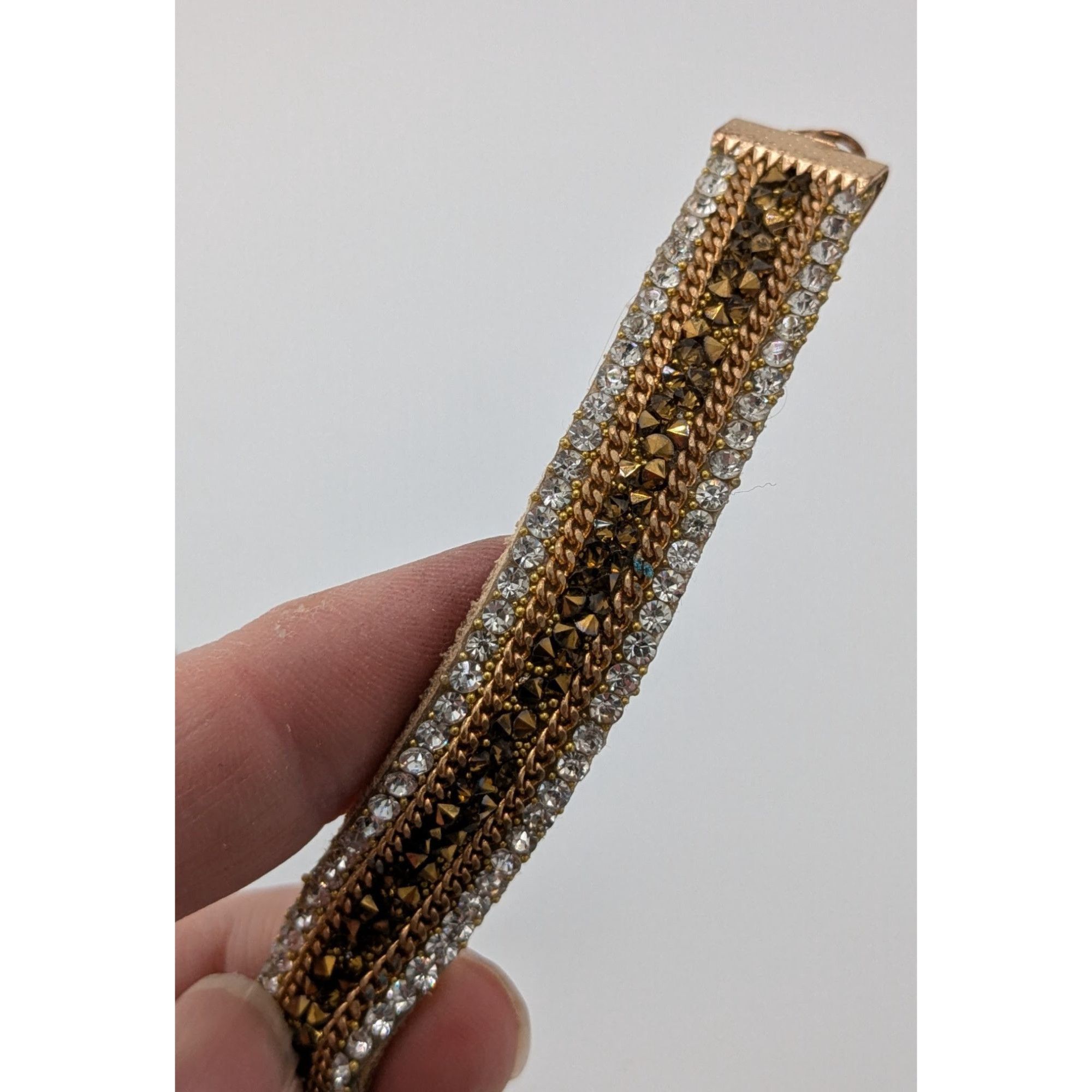 Other Vintage Boho Glam Rhinestone Beaded Suede Choker Necklace Size ONE SIZE - 10 Thumbnail
