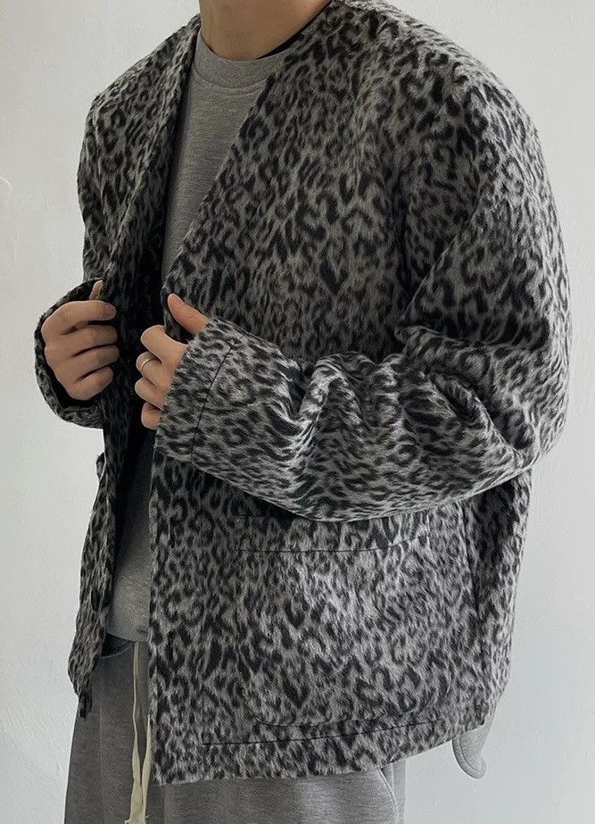 Japanese Brand × Vintage Avant garde y2k leopard woollen faux fur jacket Size US XL / EU 56 / 4 - 1 Thumbnail