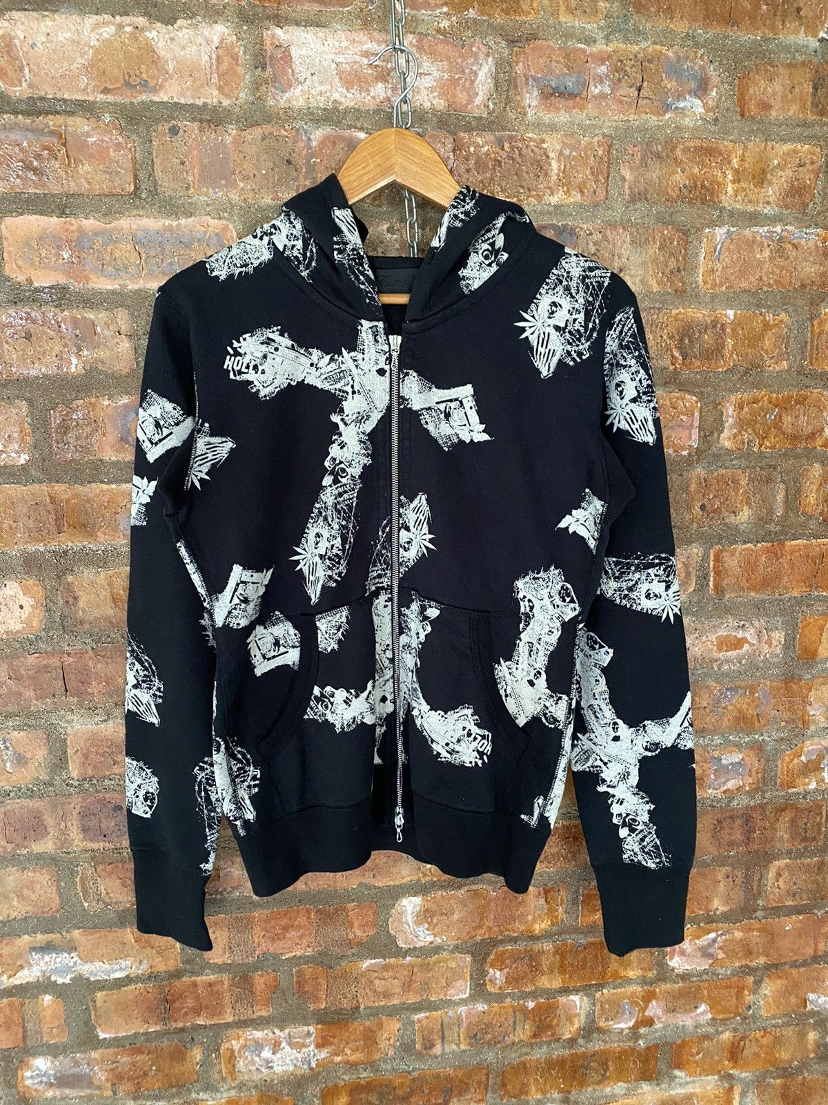 Obelisk Coal Black Japan Skull Cross Black RIRI zipper hoodie Size US S / EU 44-46 / 1 - 2 Thumbnail
