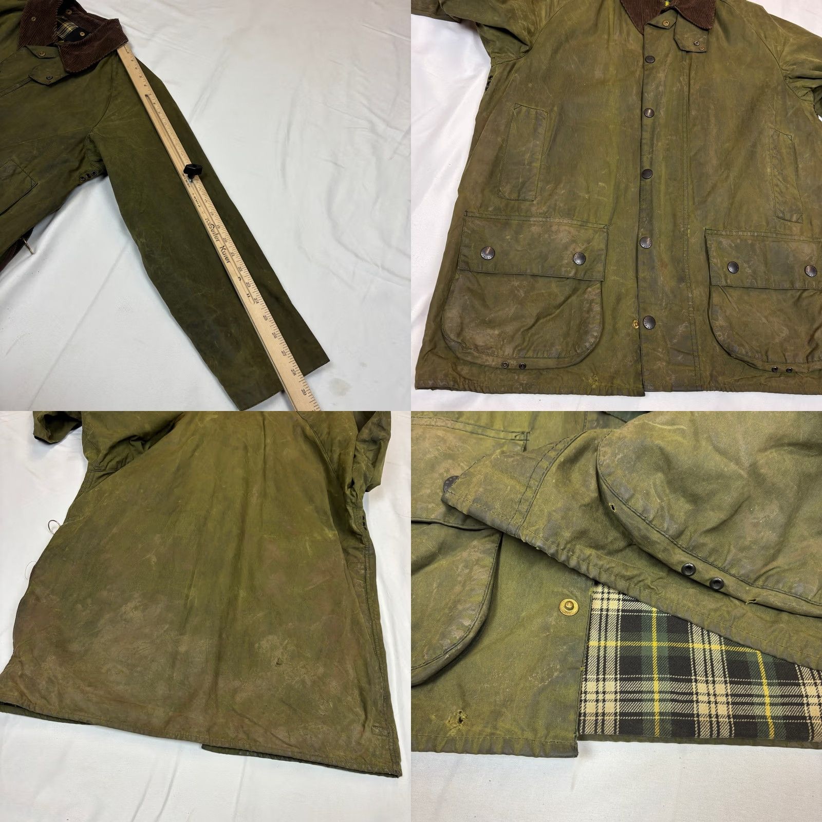 Barbour Barbour Jacket Beaufort Waxed Olive Plaid Lined Cotton Zip Snap Men's Large Barbour Beaufort C40 Size US L / EU 52-54 / 3 - 8 Thumbnail