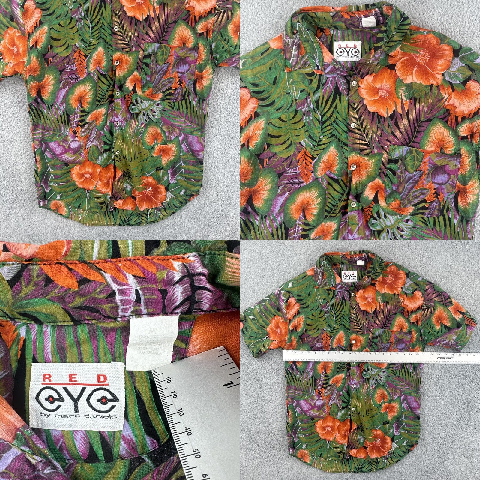 Vintage VINTAGE Red Eye By Marc Daniel’s Mens M Button Up Floral Hawaiian Camp Shirt EUC Size US L / EU 52-54 / 3 - 8 Thumbnail