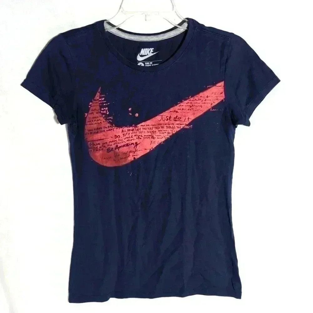 Nike Nike Blue Ladies Swoosh with script Affirmations sz S Size S / US 4 / IT 40 - 1 Thumbnail