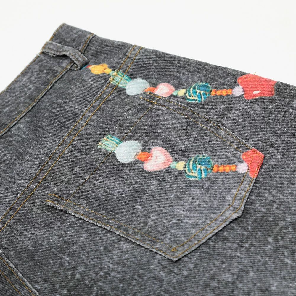 Jean Distressed punk chain digital print denim shorts y2k Size US 32 / EU 48 - 6 Thumbnail