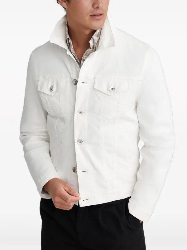 Brunello Cucinelli Brunello Cucinelli Denim Jacket, White 50 IT Size US M / EU 48-50 / 2 - 2 Thumbnail