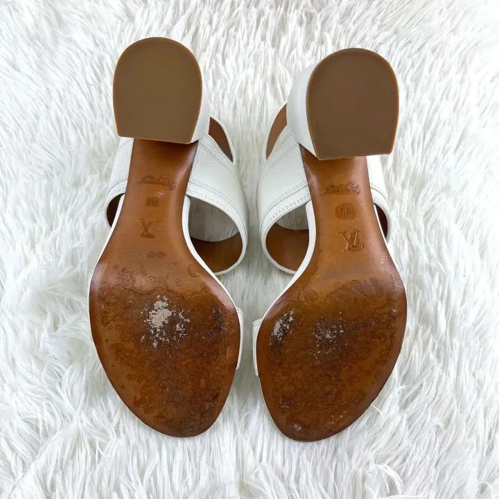 Louis Vuitton Louis Vuitton White Leather Strap Sandals for Women -2508 Size US 6 / IT 36 - 7 Thumbnail