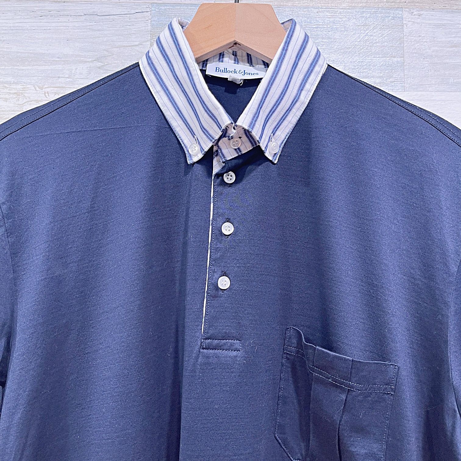 Bullock & Jones Bullock & Jones Contrast Striped Collar Polo Shirt Navy M Size US M / EU 48-50 / 2 - 2 Thumbnail