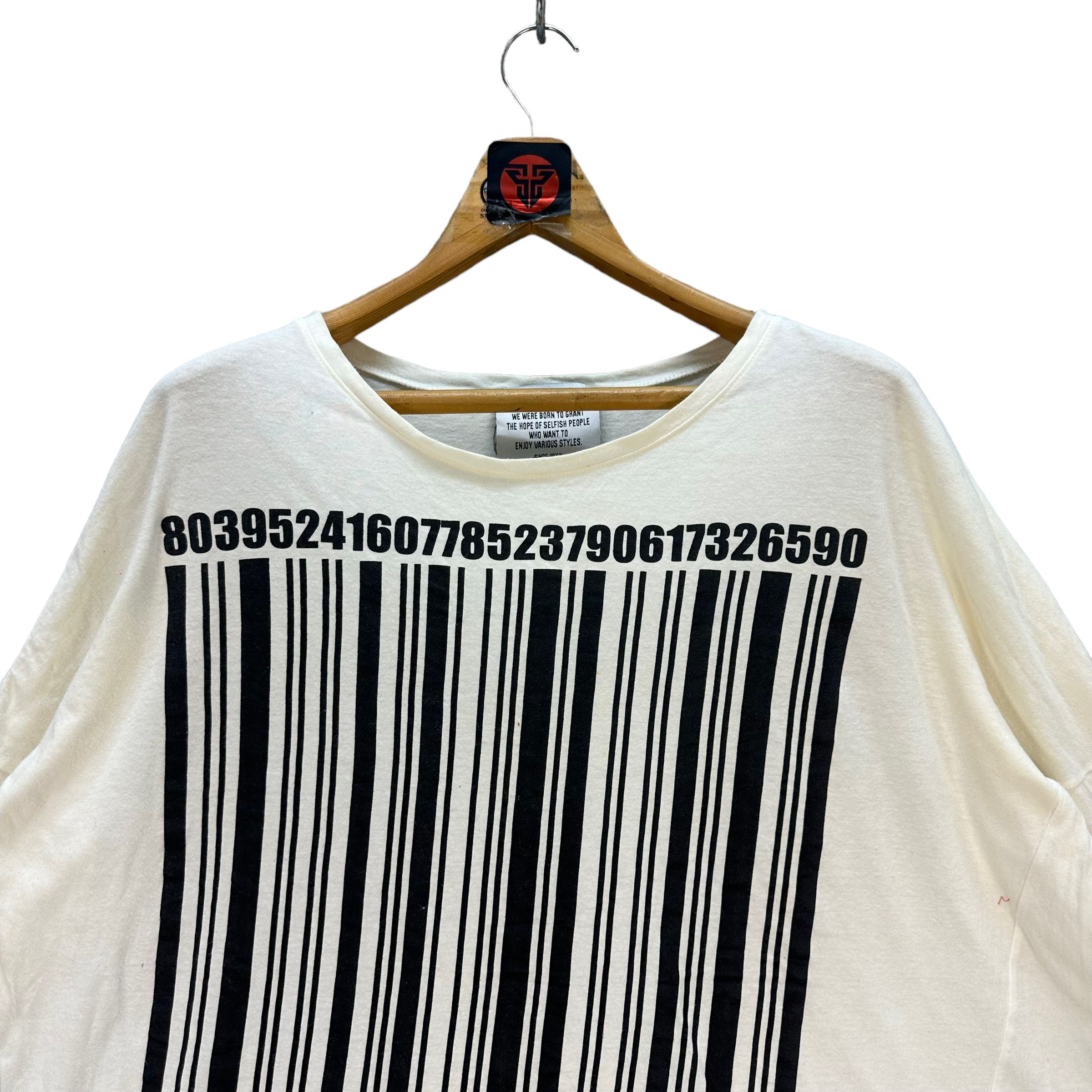 Japanese Brand VINTAGE UPC BARCODE OVERSIZED LONG SLEEVE TEES #7578-154 Size ONE SIZE - 2 Thumbnail