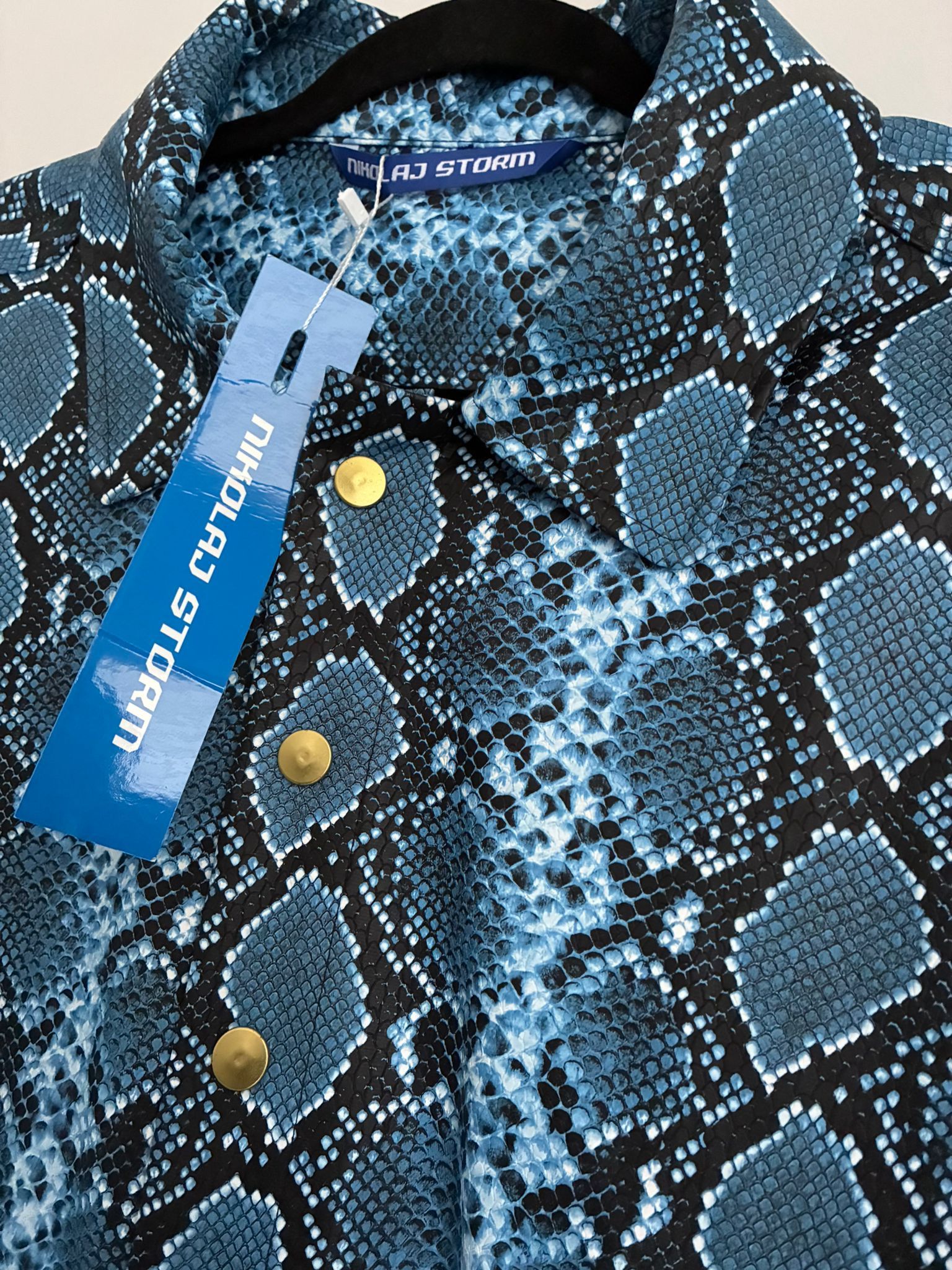 Designer Mykonos snake skin shirt Nikolaj Storm abstract art oversize Size US L / EU 52-54 / 3 - 2 Thumbnail