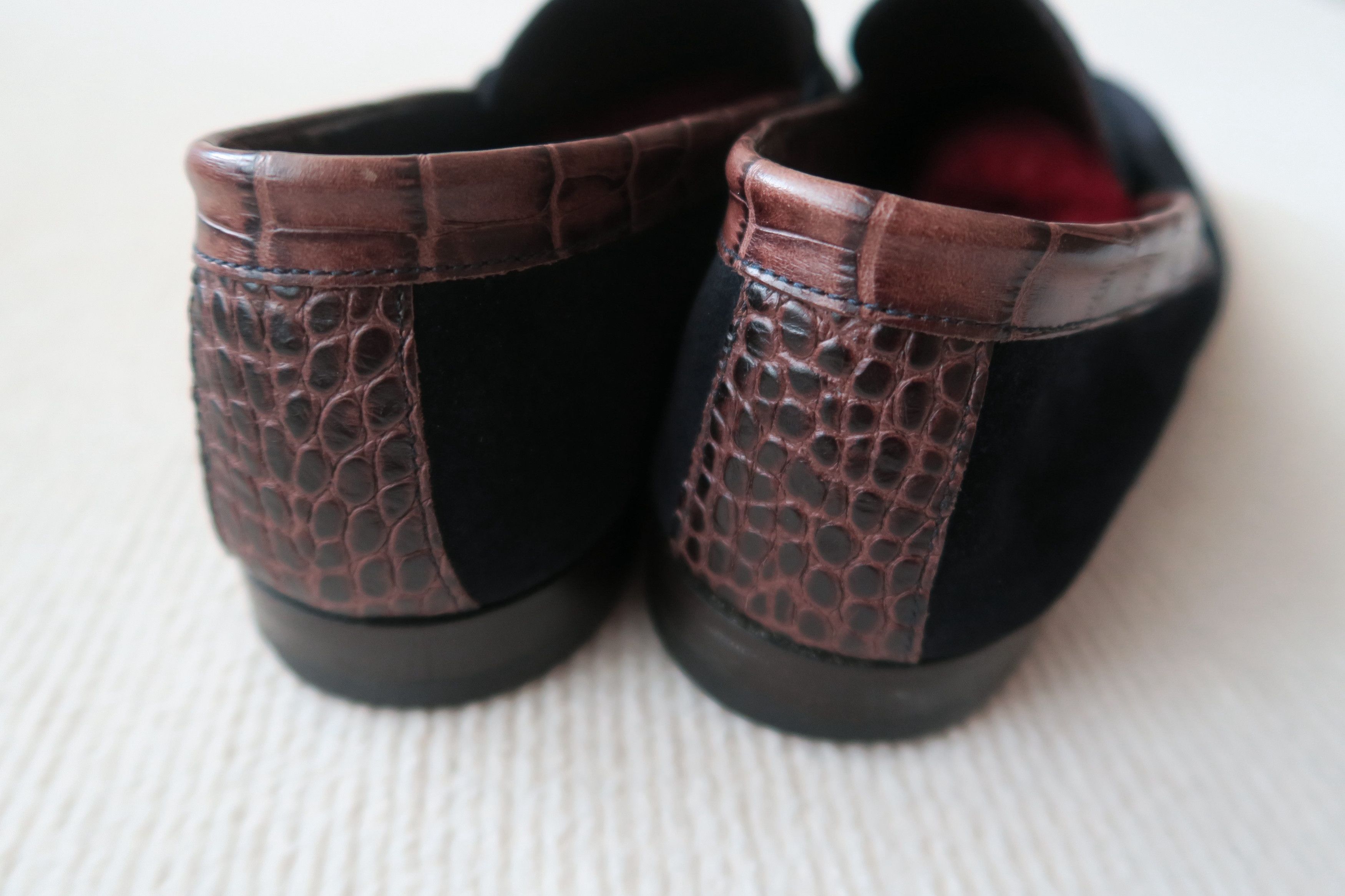 Canali Canali Suede Croc-Embossed Leather Trim Penny Loafers Shoes Size US 10 / EU 43 - 3 Thumbnail