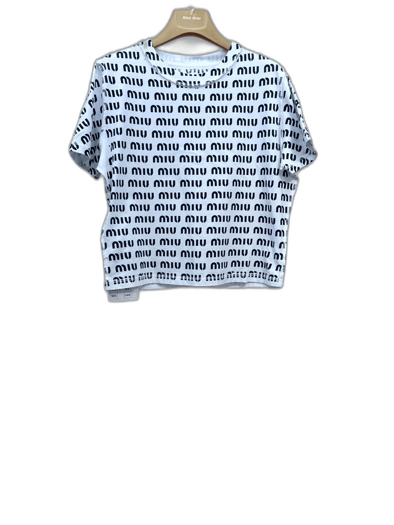 Prada Miu Miu Black and White Graphic T-Shirt Size M / US 6-8 / IT 42-44 - 1 Thumbnail