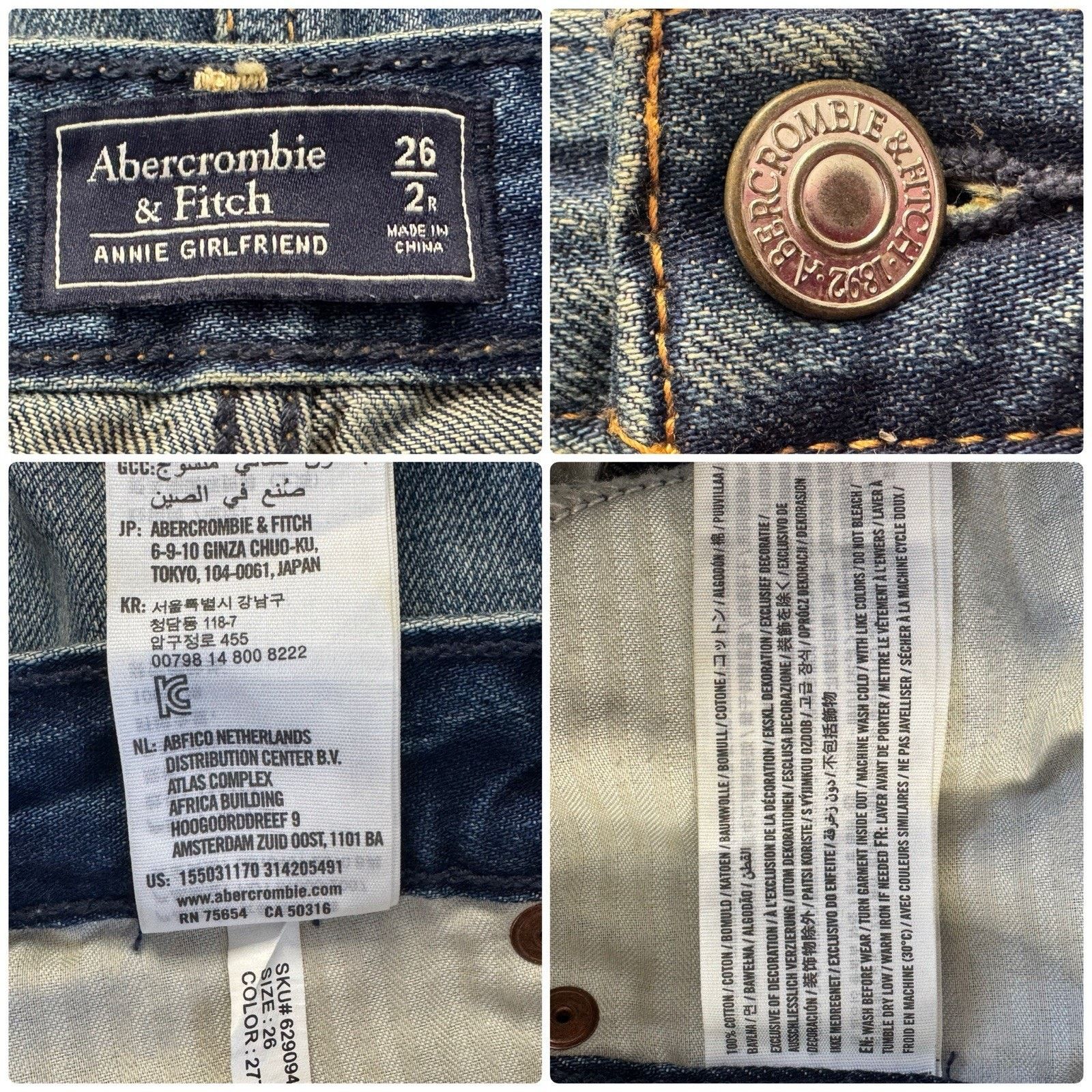 Abercrombie & Fitch ABERCROMBIE & FITCH 90s Annie Girlfriend Floral Jeans 26 Size 26" / US 2 / IT 38 - 11 Thumbnail