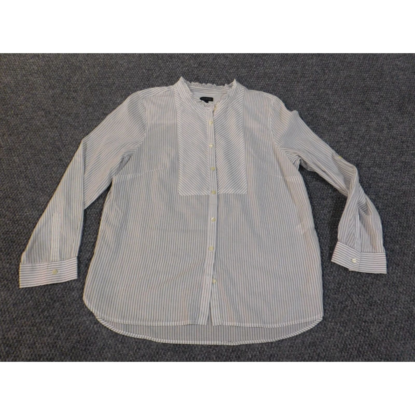 Talbots Talbots Shirt Womens Large White Striped Sheer Button-Up Cotton Casual Regular L Colorful Size L / US 10 / IT 46 - 2 Thumbnail