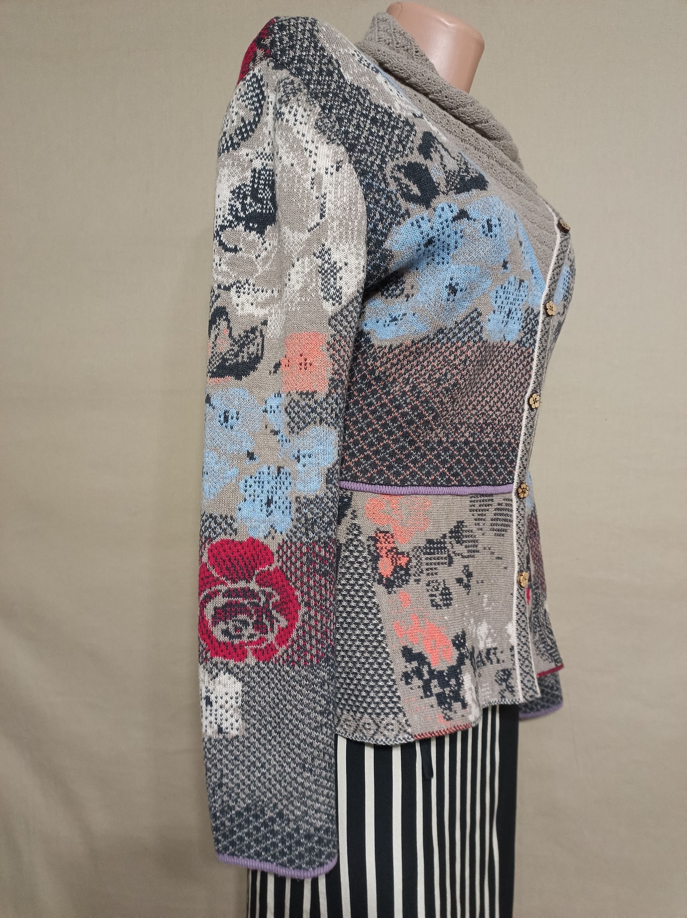 Designer IVKO Floral Brocade Patern Wool Cardigan Jacket EU 40 Size S / US 4 / IT 40 - 3 Thumbnail