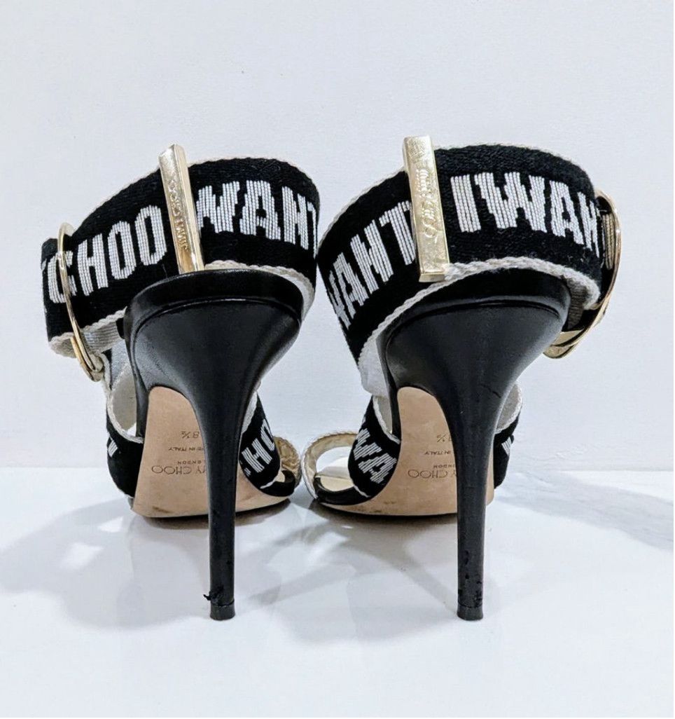 Jimmy Choo Jimmy Choo Sandals Size 8.5 Black and White Size US 8.5 / IT 38.5 - 5 Thumbnail