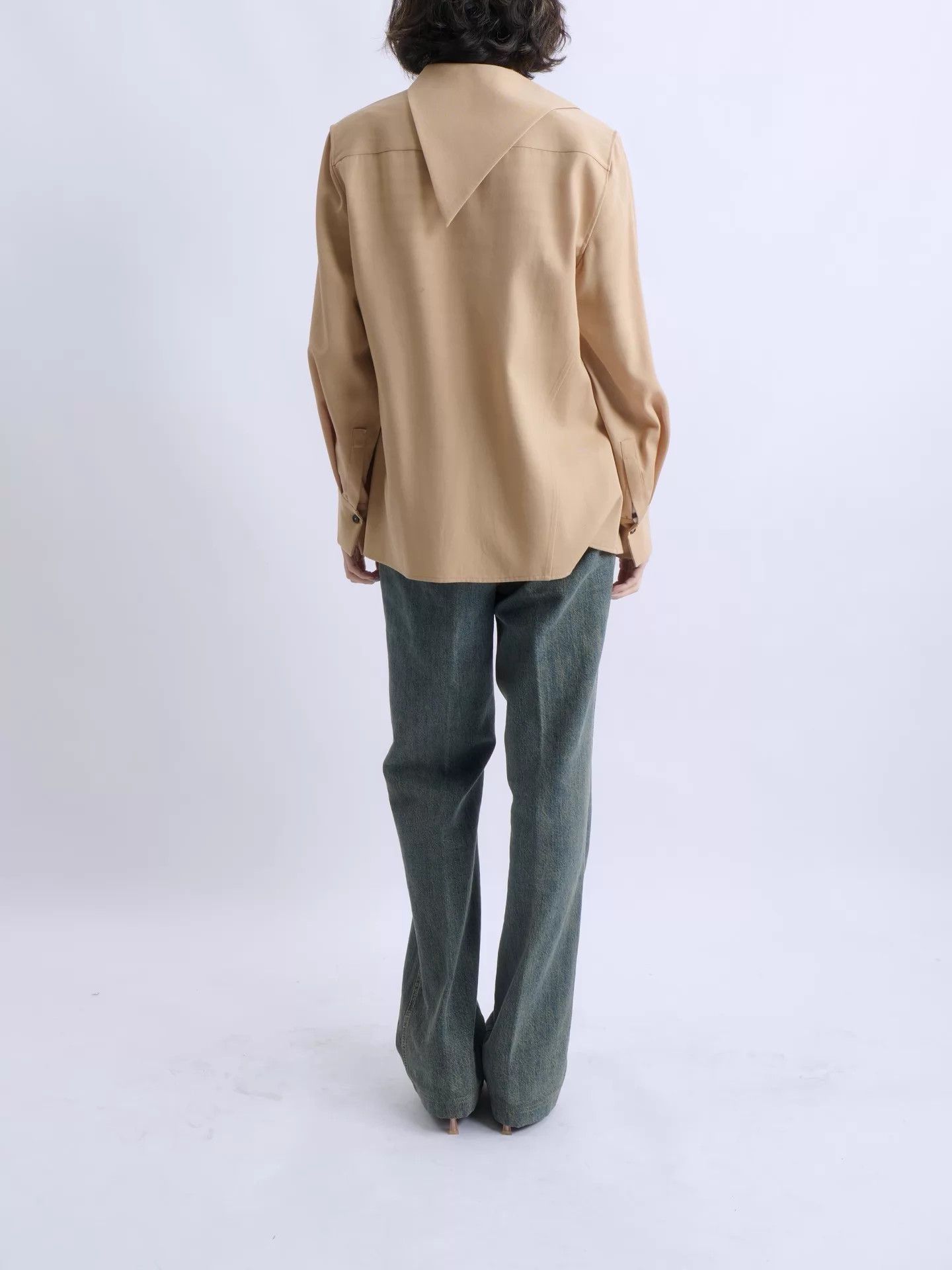Jil Sander JIL SANDER Camel Triangular Collar Asymmetric Shirt 21EA Size XXS / US 00 / IT 34 - 5 Thumbnail
