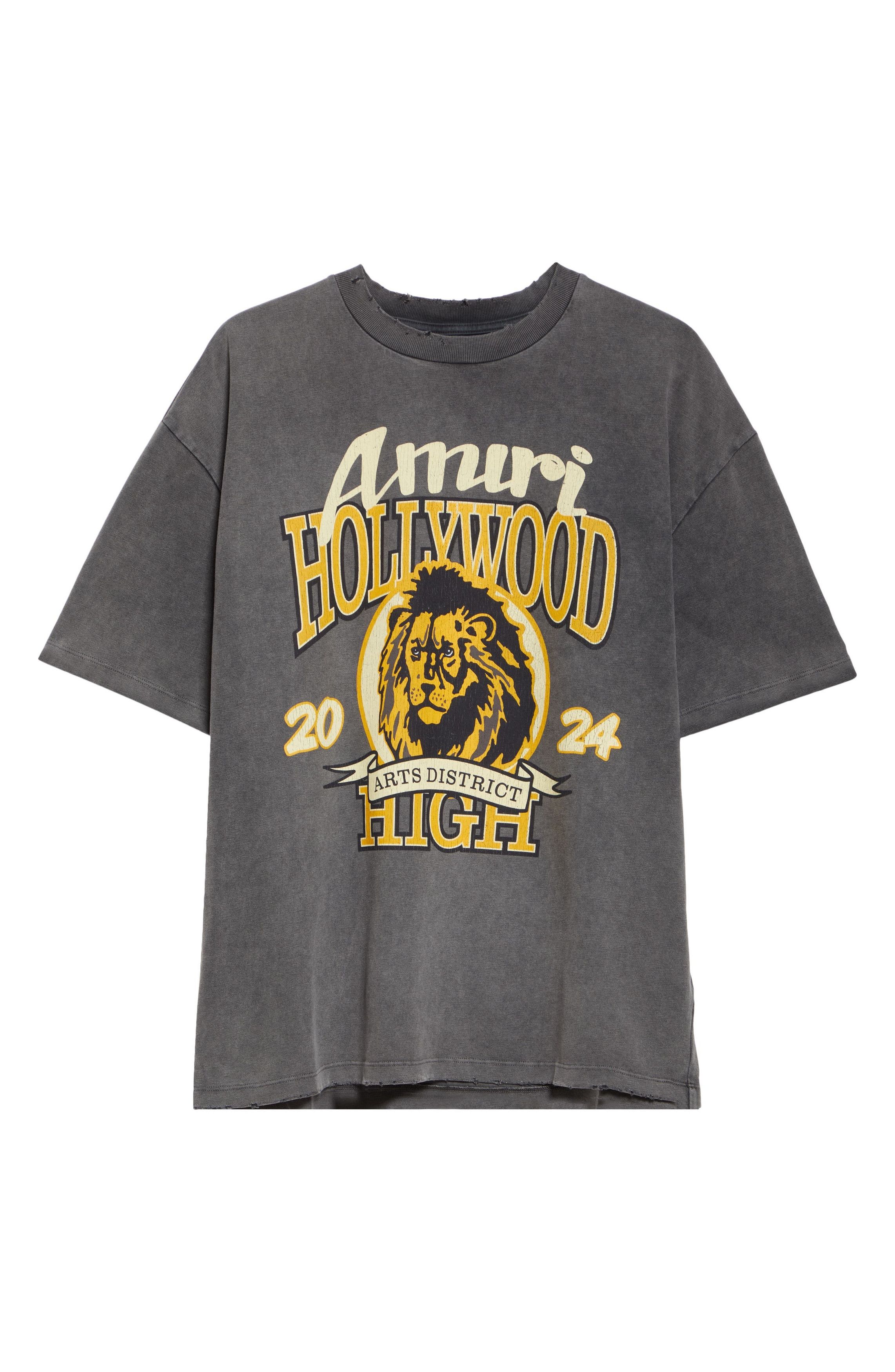 Amiri o1orln1125 High Lion Distressed Graphic T-Shirt in Dark Grey Size US XL / EU 56 / 4 - 1 Thumbnail