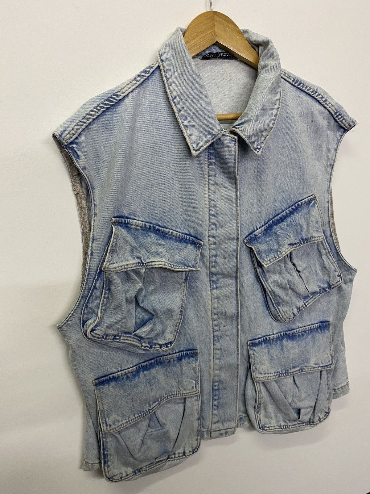Zara Faded Blue Zara Denim Vest Jacket Fashion Street Size US M / EU 48-50 / 2 - 2 Thumbnail