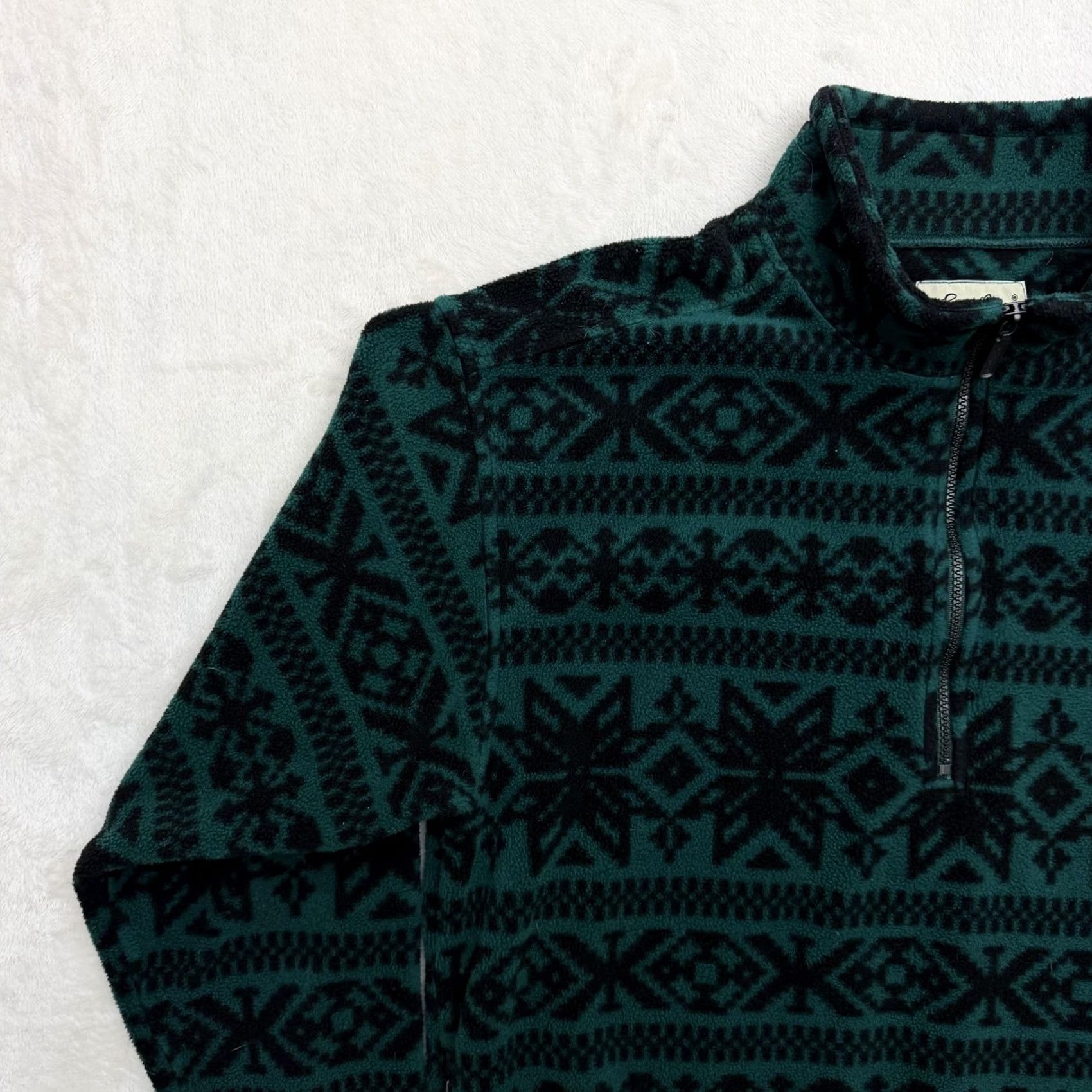 Eddie Bauer VINTAGE Eddie Bauer Sweater Fleece Pullover Mens M Green Fair Isle 1/4 Zip - Mock Neck, Long Sleeve, Zip, Pockets, Activewear, Casual Mens Size US M / EU 48-50 / 2 - 5 Thumbnail